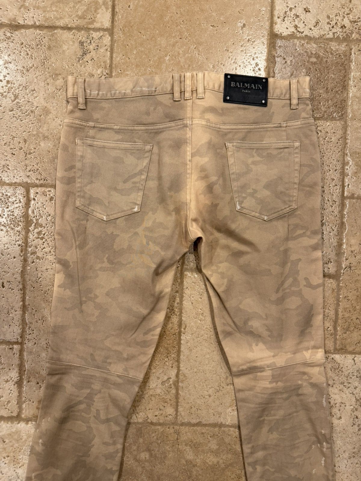 Balmain Balmain Biker Biege Desert Camo Moto Denim Pants Size US 33 - 10 Thumbnail