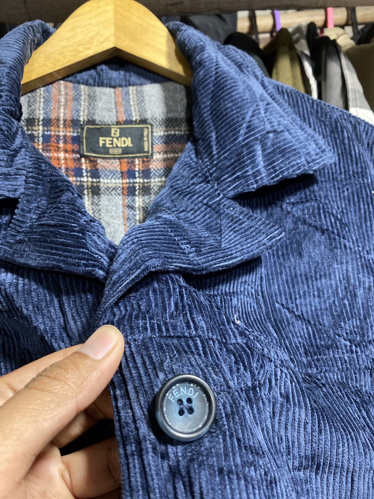 Fendi × Vintage Vintage Fendi Corduroy Blazers Jacket Size 36R - 4 Thumbnail