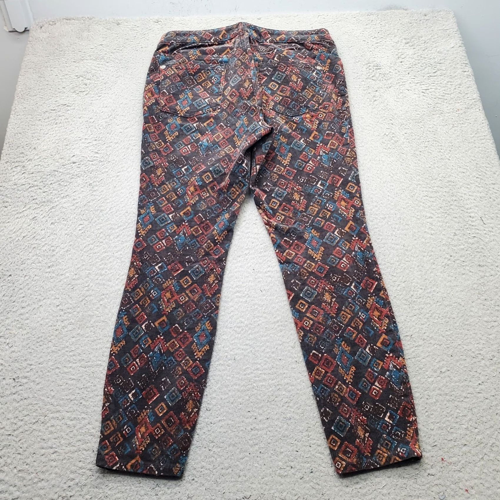 Anthropologie Anthropologie Pilcro Corduroy Pants Womens 32 Multi Geometric Stretch Button Fly Pants Size 24" / US 00 / IT 34 - 2 Thumbnail