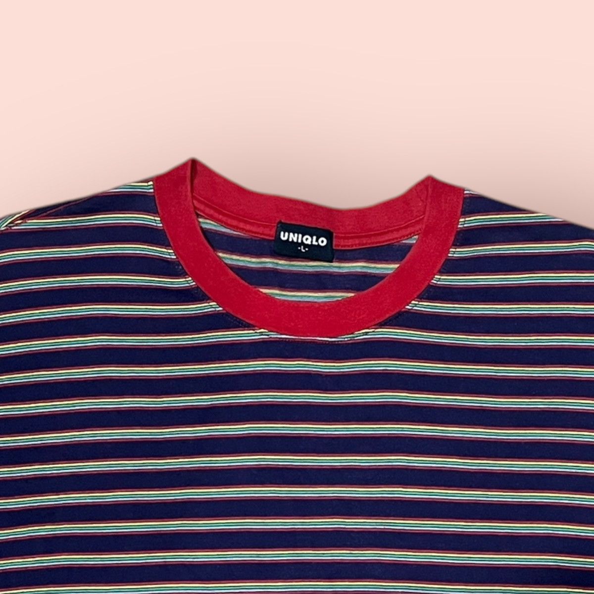 Japanese Brand × Jun Takahashi × Uniqlo VINTAGE 90s/Y2K UNIQLO PURPLE STRIPED TEE Size US L / EU 52-54 / 3 - 5 Thumbnail