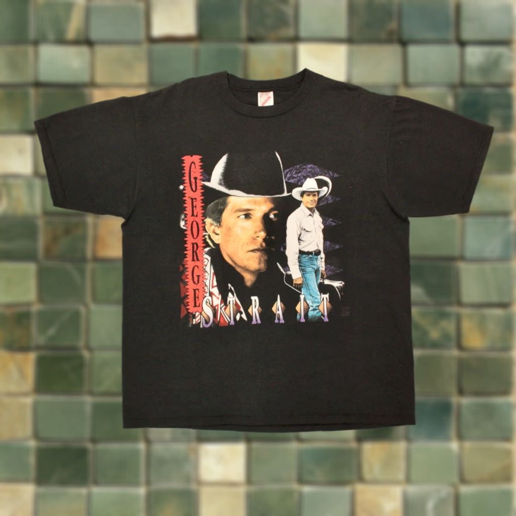Jerzees VINTAGE Men’s 90s George Strait TShirt XL Black Graphic Tee Country Tour 1990s Mens T-Shirt Size US XL / EU 56 / 4 - 1 Thumbnail