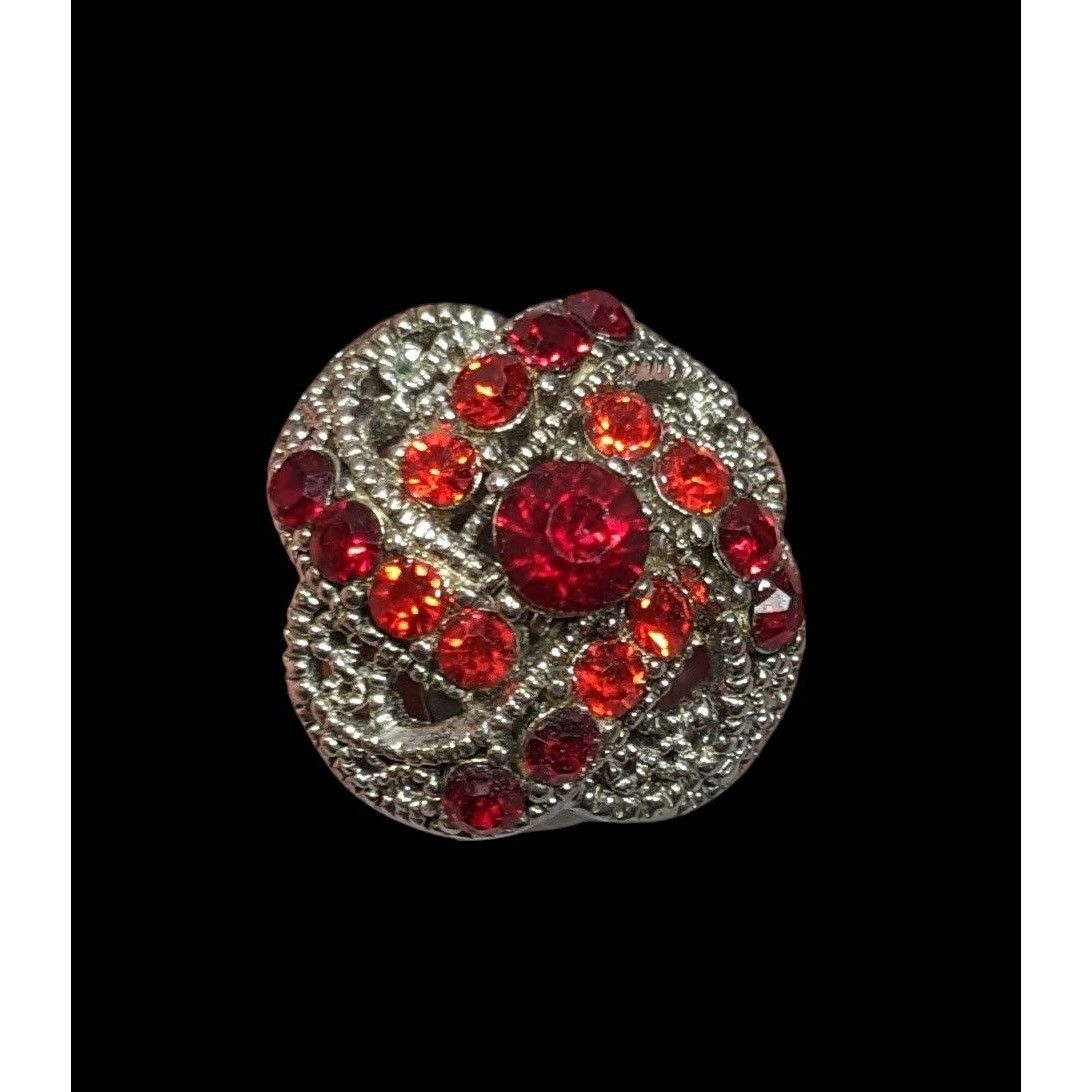 Other Gothic Vampire Knot Ring Silver Tone With Red Stones Adjusta Size ONE SIZE - 1 Thumbnail