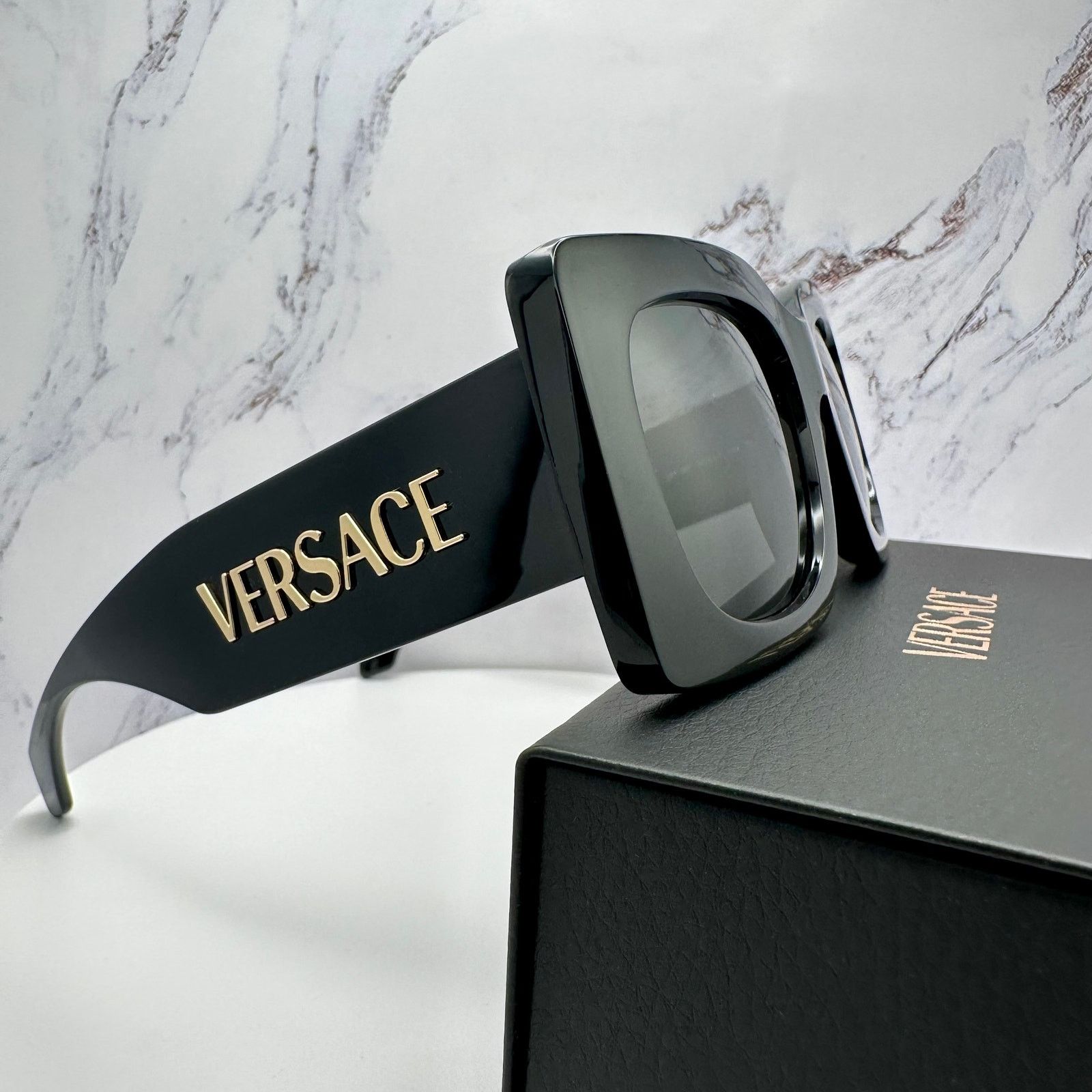 Versace New VERSACE Sunglasses Black Gold Metal Letter 3D Logo Size ONE SIZE - 17 Thumbnail