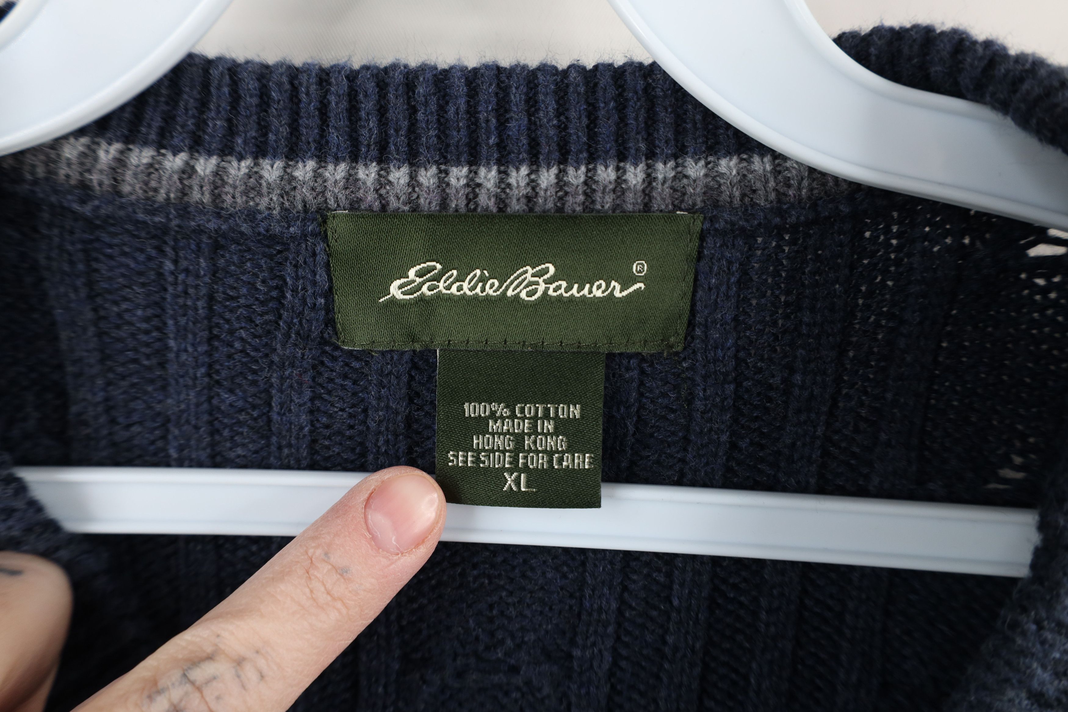 Eddie Bauer × Vintage Vintage Eddie Bauer Ribbed Knit Crewneck Sweater Cotton Size US XL / EU 56 / 4 - 4 Thumbnail