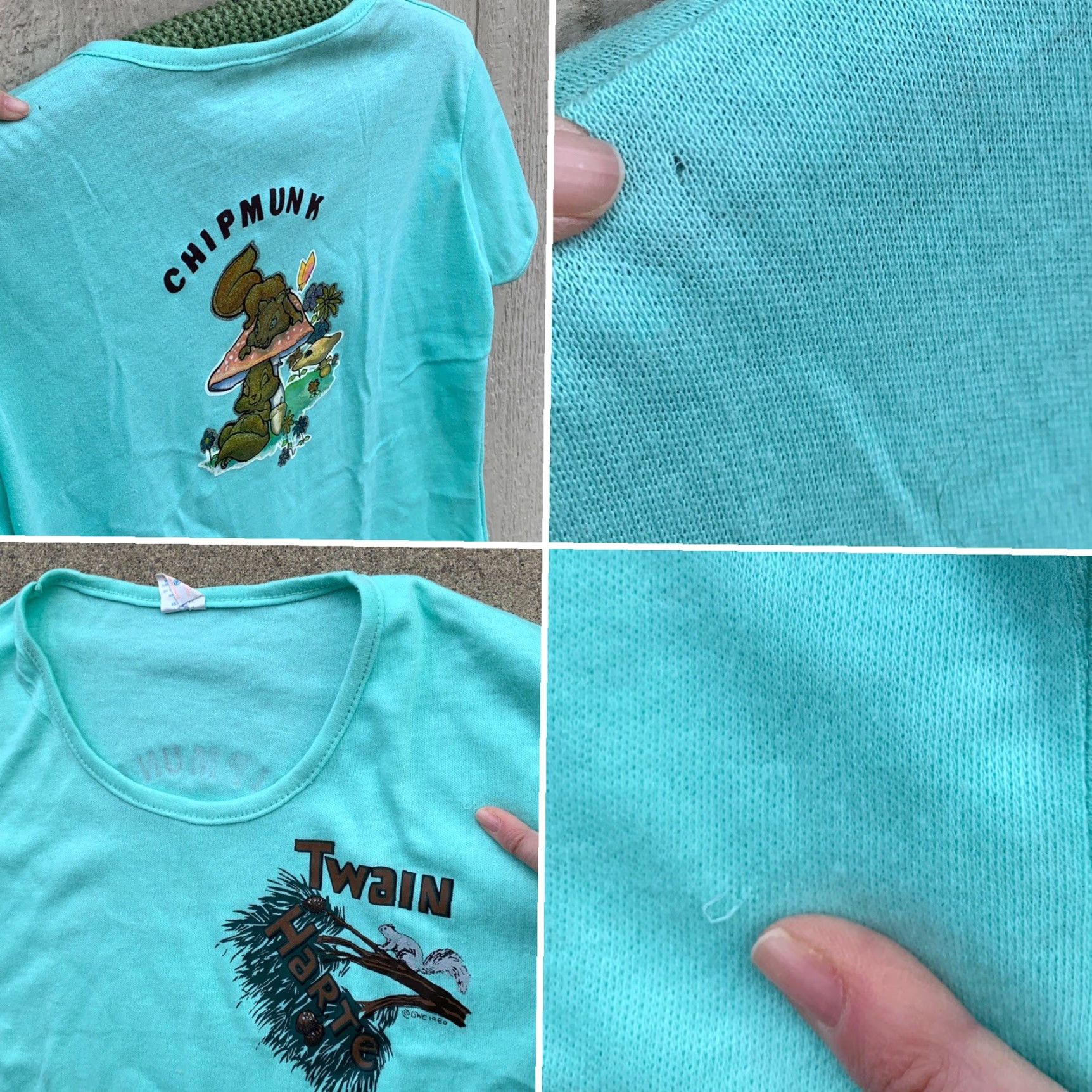 Vintage VINTAGE Twain Harte Chipmunk T Shirt Roach Iron On Back Fun-Tees XL Ladies Green 1980s Shirt Womens Size XL / US 12-14 / IT 48-50 - 7 Thumbnail