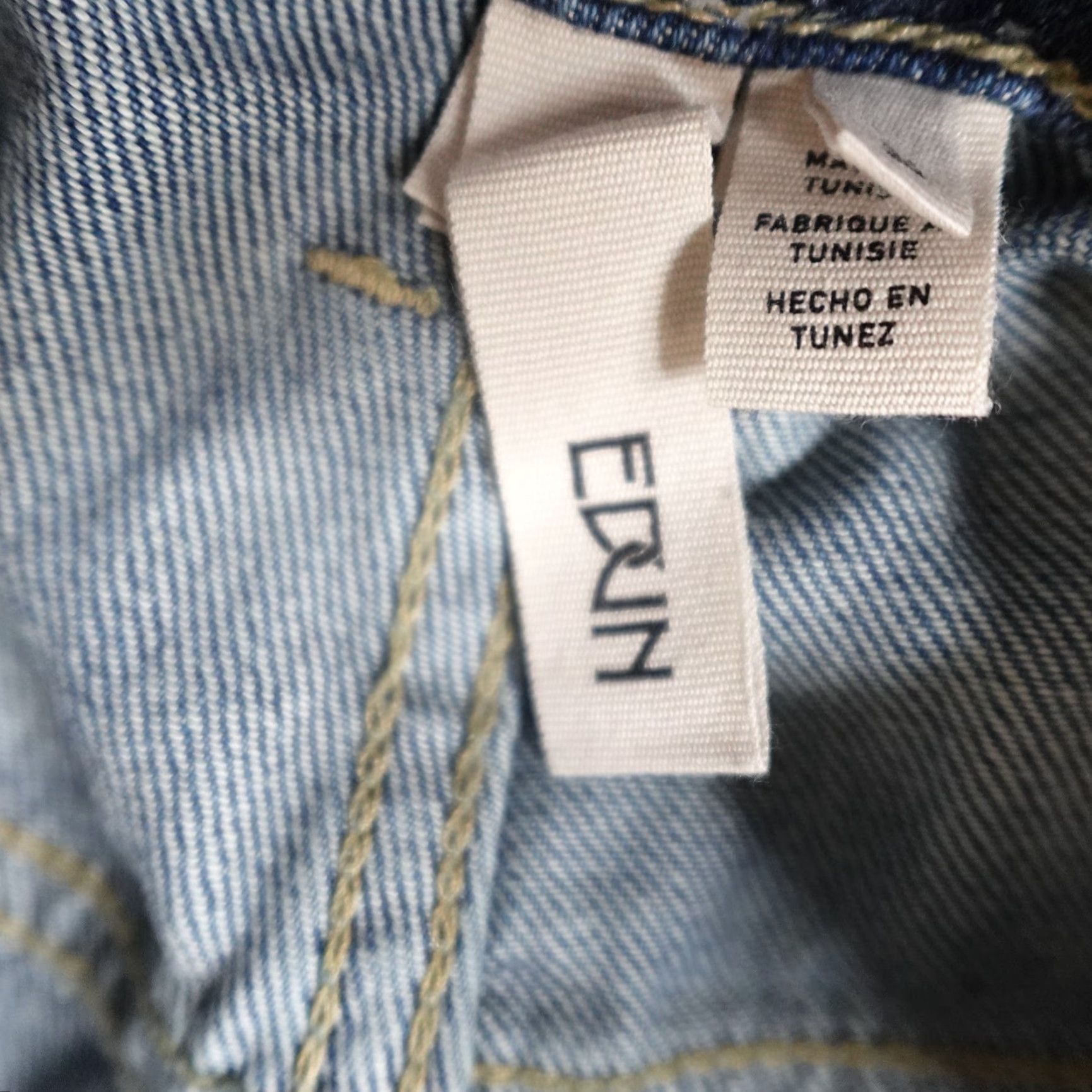 Vintage EDUN Jeans 34 x 30 Blue Button Fly Straight Waist Drawstring Men Denim Cotton 5-Pocket Relaxed Regular Size US 34 / EU 50 - 7 Thumbnail
