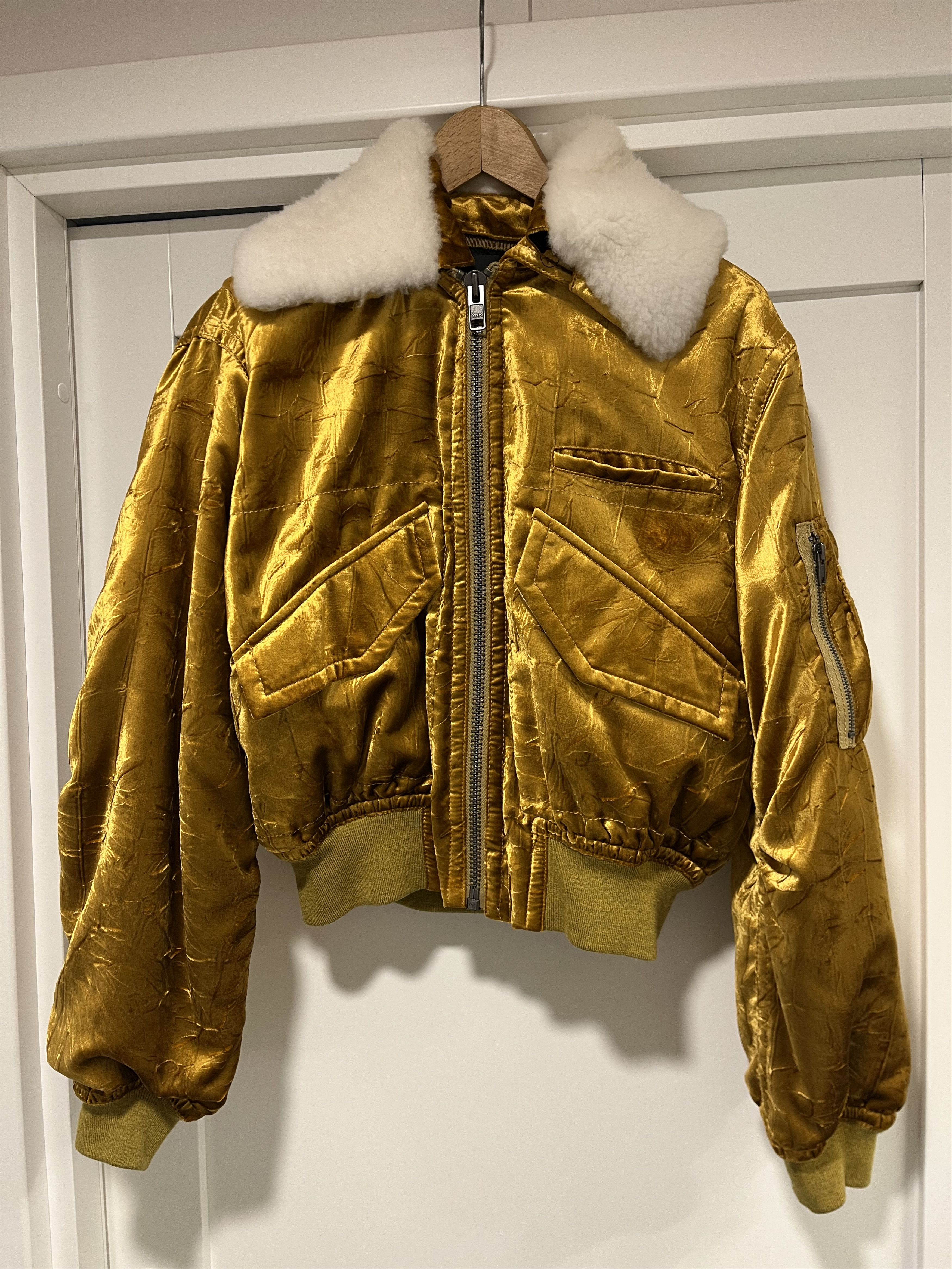 Haider Ackermann Gold Velvet Bomber Jacket