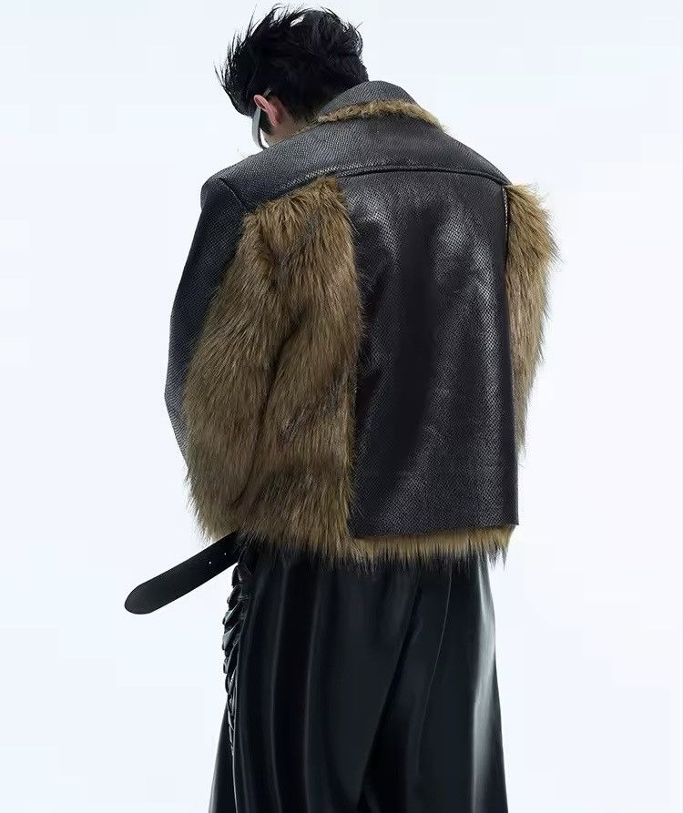 Other Design Streetwear Patchwork Leather Faux Fur Zipper Jacket Size US L / EU 52-54 / 3 - 5 Thumbnail