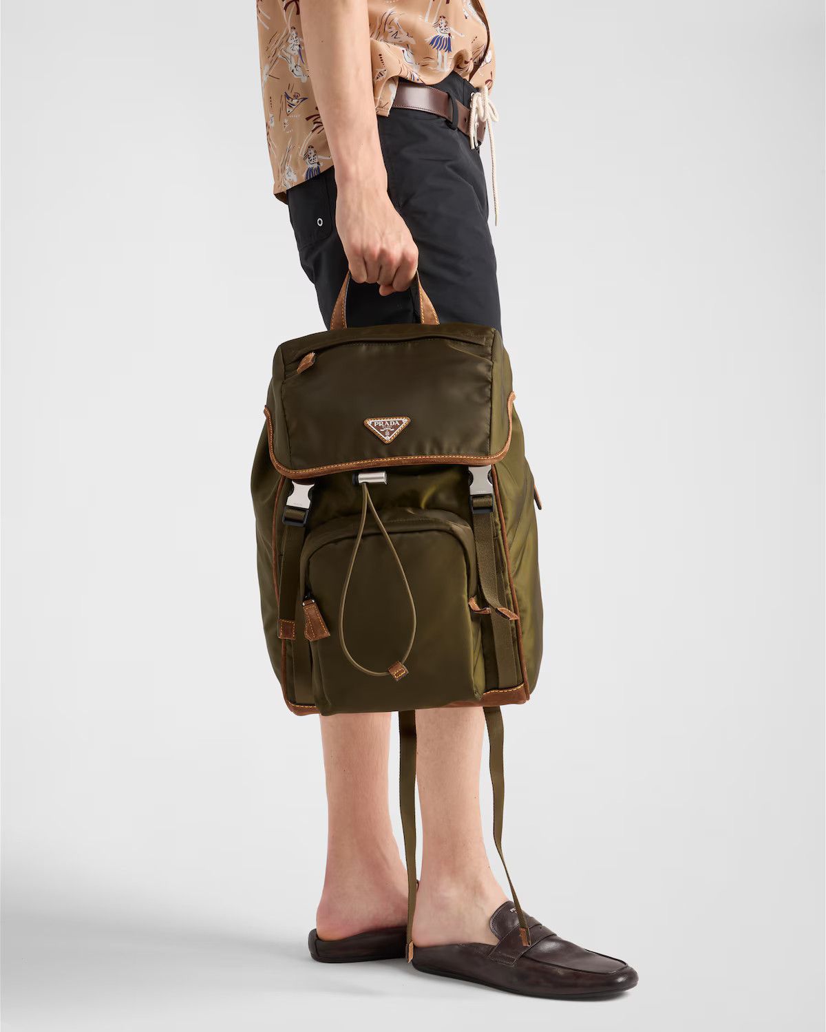 Prada os11x0126 Size: OS / Re-Nylon And Suede Backpack Musk Green Size ONE SIZE - 2 Thumbnail