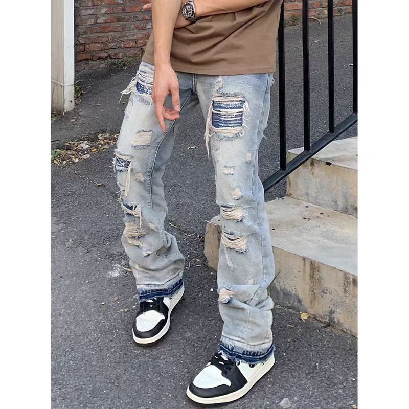Japanese Brand × Jean Distressed washed ripped hip-hop baggy slightly flared jeans Size US 34 / EU 50 - 3 Thumbnail