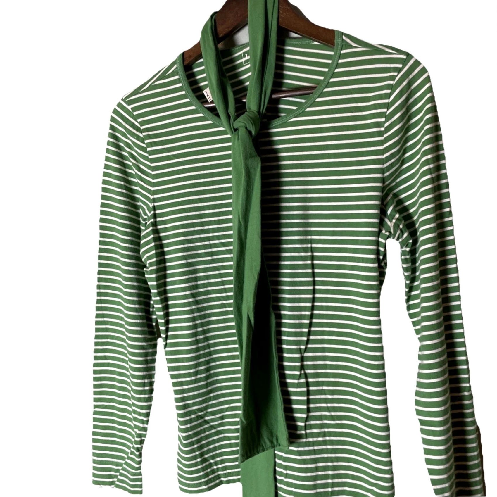 Vintage VINTAGE L.L. Bean Green Striped Knit Top T-Shirt with Scarf Women's M Casual Size M / US 6-8 / IT 42-44 - 2 Thumbnail