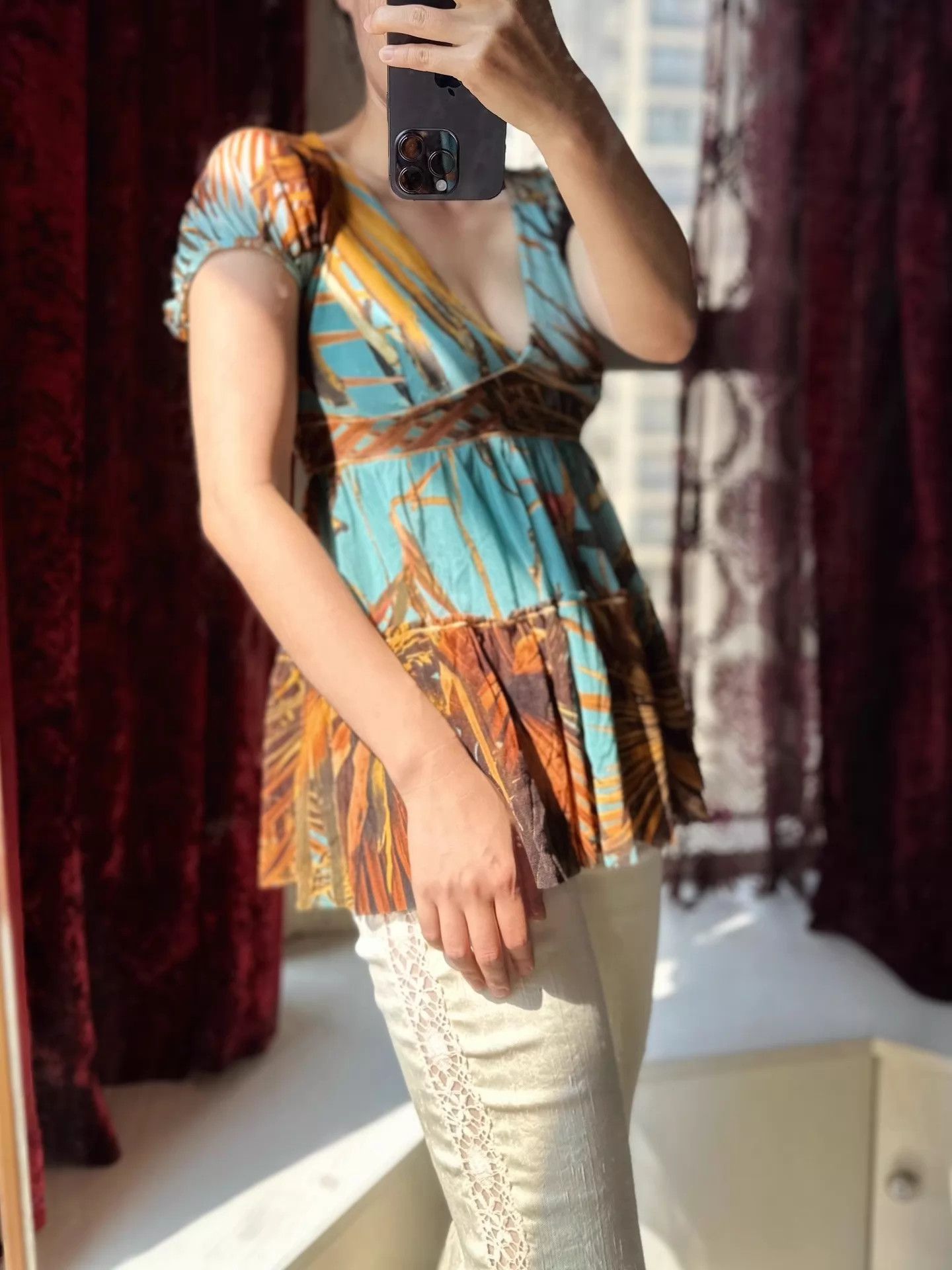 Jean Paul Gaultier Jean Paul Gaultier Summer Tulle Palm Print Mexican Top Size M / US 6-8 / IT 42-44 - 1 Thumbnail