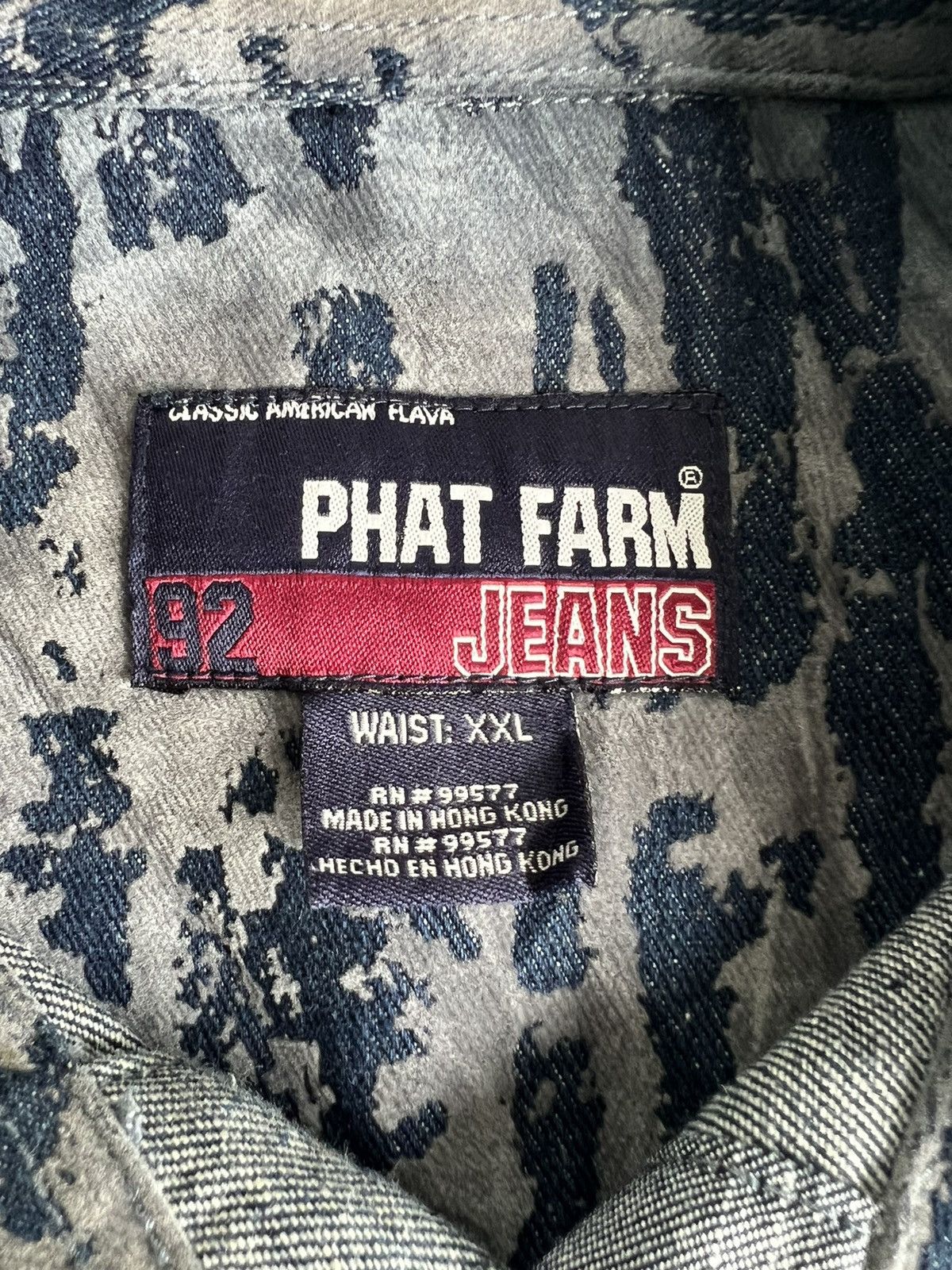 JNCO × Phat Farm × Rap Tees Y2K Phat Farm Marble Dyed Patchwork Baggy Oversize Jeans JKT Size US XXL / EU 58 / 5 - 7 Thumbnail