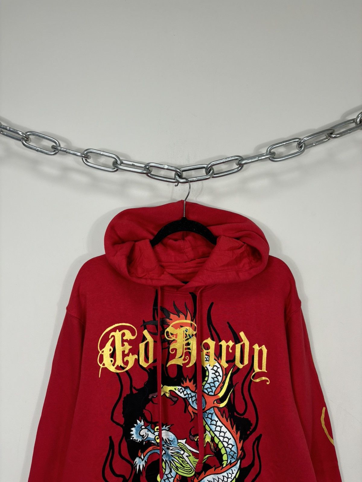 Ed Hardy Ed Hardy NEW Chinese Dragon Fire Tattoo Logo Y2K Red Hoodie Size US XL / EU 56 / 4 - 3 Thumbnail