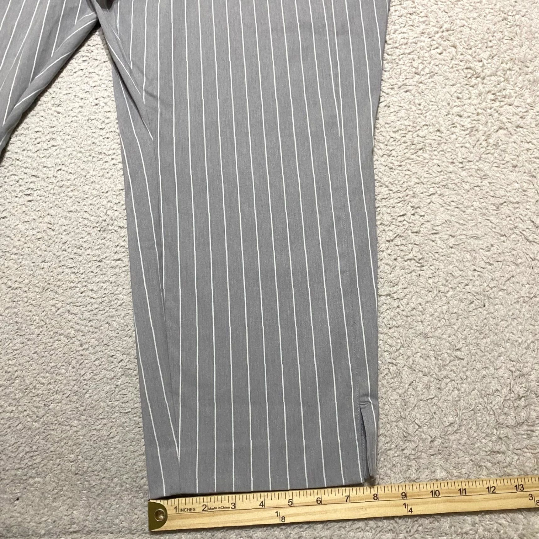 Apt. 9 Apt. 9 Womens 4X Plus Pants Gray Striped High Rise Ankle Pull On Elastic Waist 52 in Inseam 26.5 in NWT Size 38" / US 16 / IT 52 - 2 Thumbnail