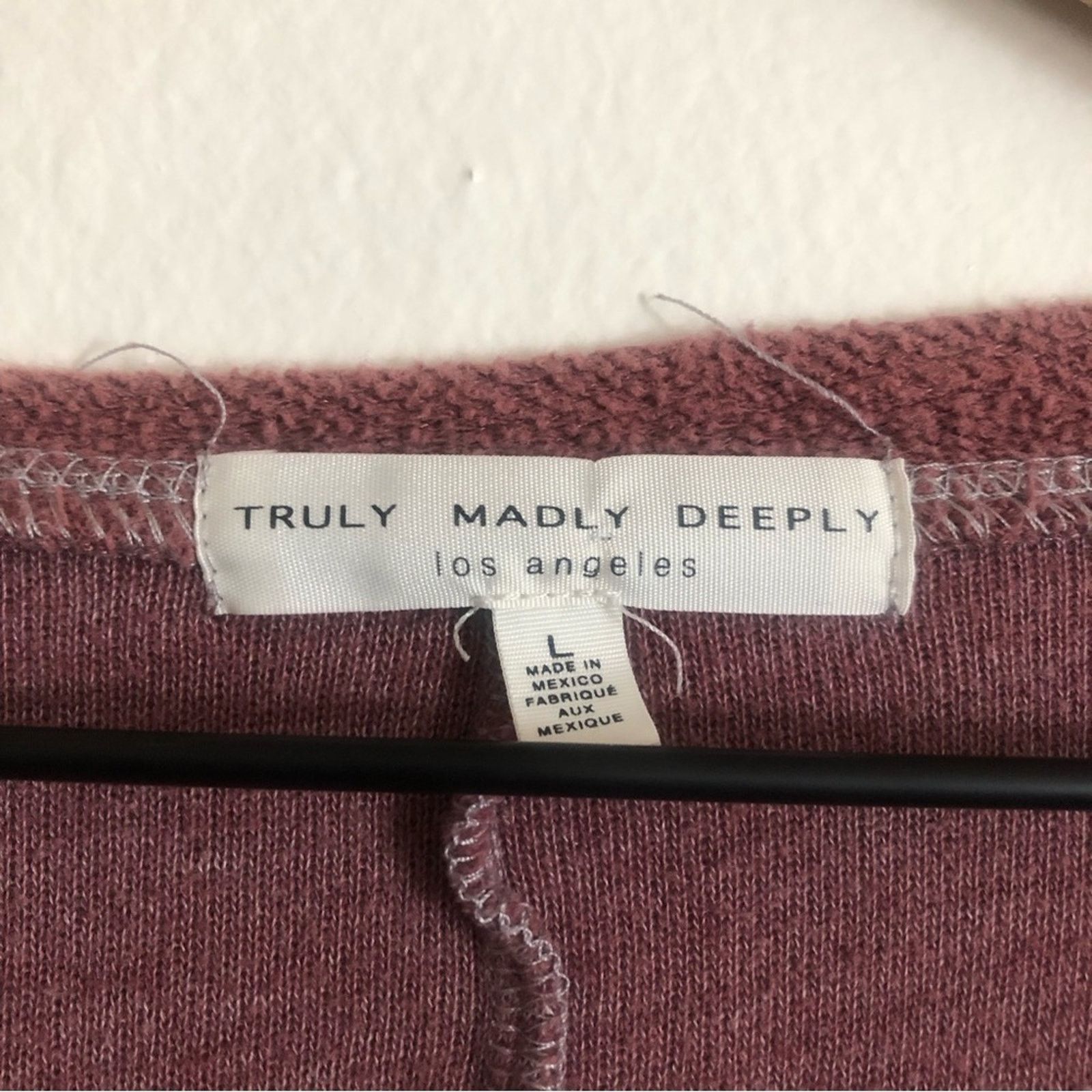 Other Truly Madly Deeply Dark Mauve V-Neck Sweatshirt Sweater Size L / US 10 / IT 46 - 4 Thumbnail