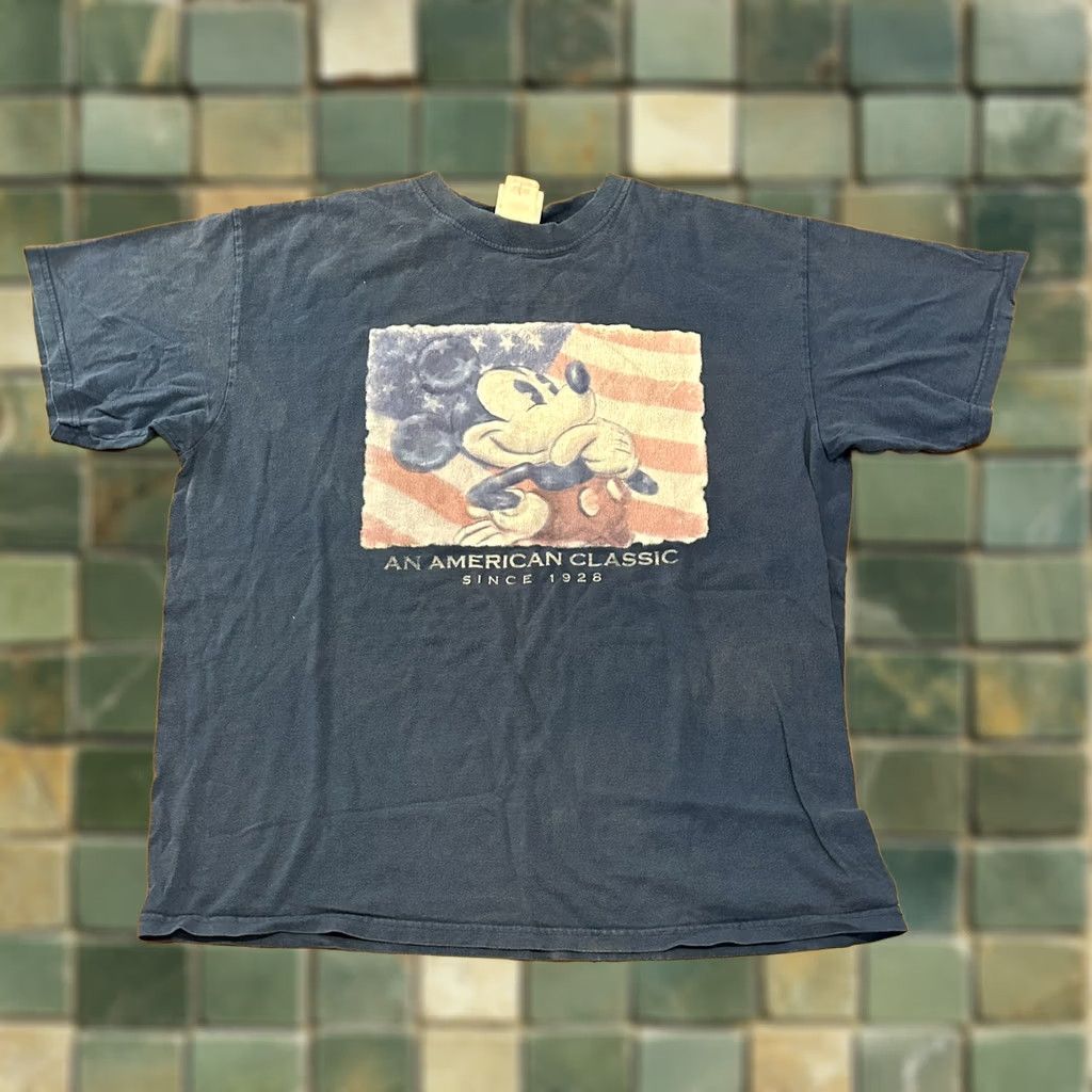 Disney VINTAGE Walt Disney Mickey Mouse An American Classic T Shirt Large Blue Mens Size US L / EU 52-54 / 3 - 1 Thumbnail