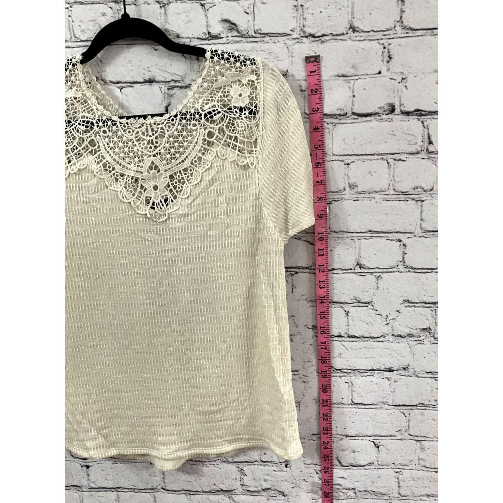 Vintage Buckle Womens Top Blouse XS White Round Neck Short Sleeve Pullover Knit Casual Spring Fall Regular Fit Machine Washable NWT Size XS / US 0-2 / IT 36-38 - 3 Thumbnail