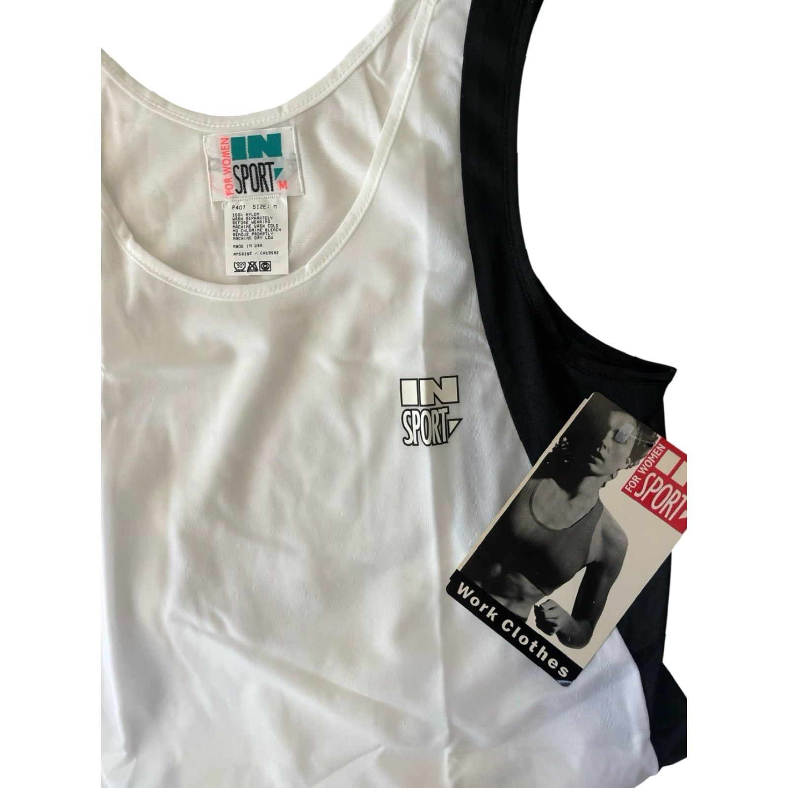 Vintage VINTAGE In Sport Tank Shirt Womens Size M 90s White Nylon Deadstock NWT Activewear Tank Womens 90s Theme Size M / US 6-8 / IT 42-44 - 2 Thumbnail