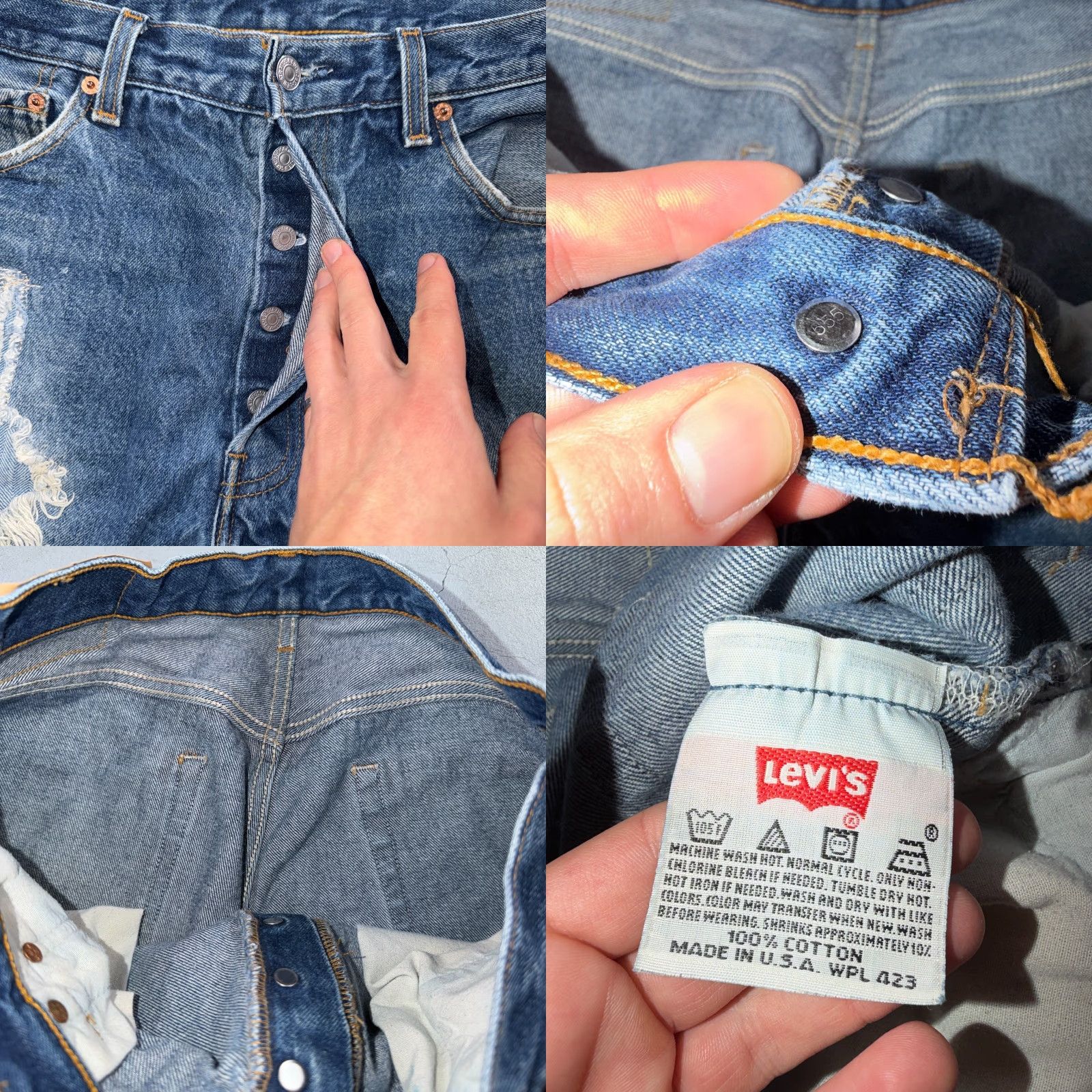 Levi's VINTAGE Levi's 501 Jeans Blue 90s USA Straight Leg 35x36 Men?s Regular 5-Pocket Denim Blue Size US 35 - 9 Thumbnail