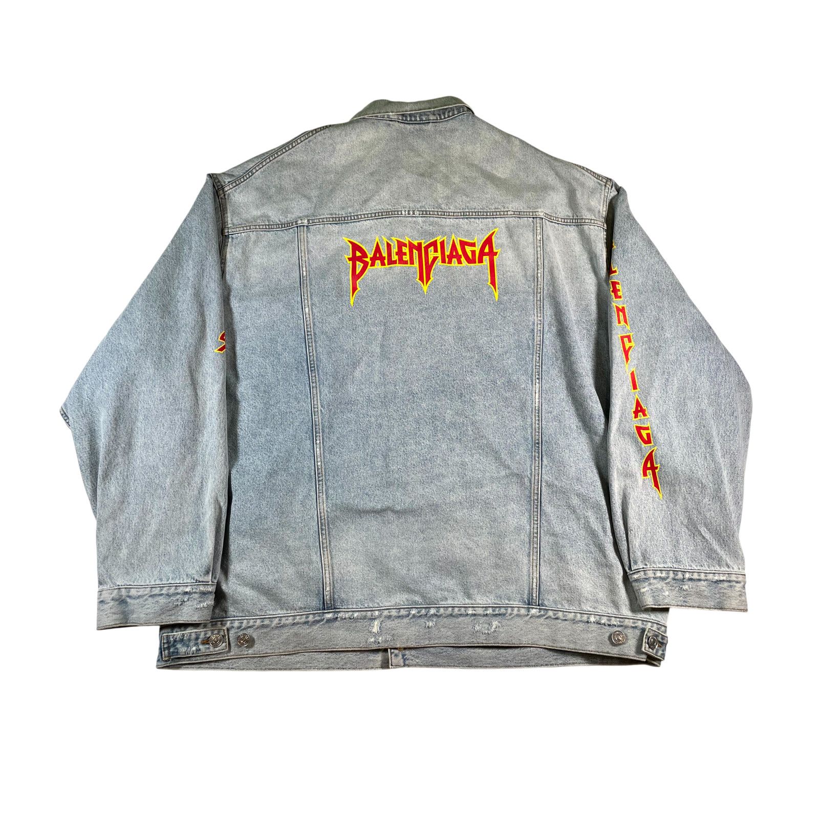 Balenciaga Balenciaga Logo Metal Denim Lightwash Jacket Size US L / EU 52-54 / 3 - 2 Thumbnail