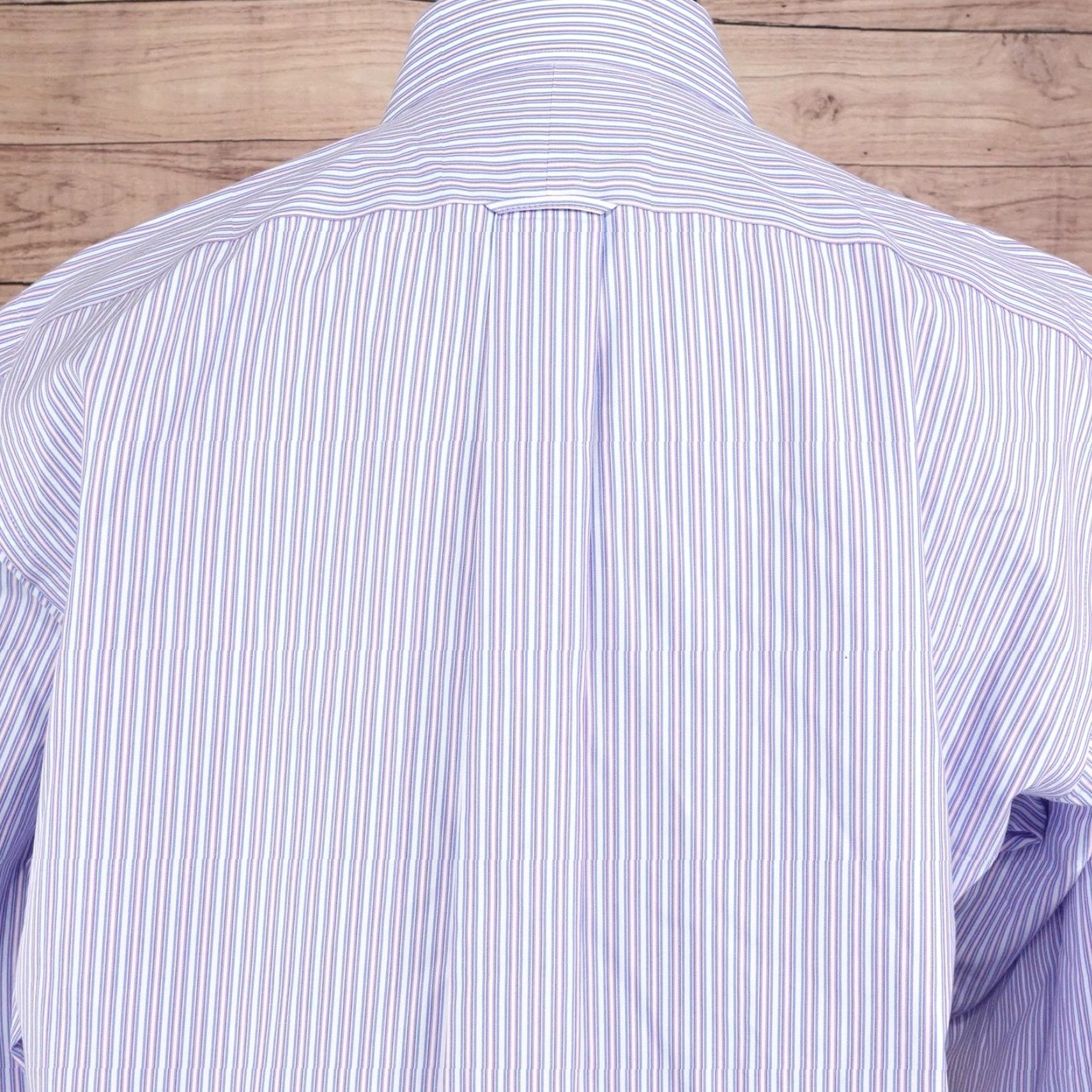 Vintage Kirkland Signature Shirt Mens 16.5 34 Purple Blue Stripe Non Iron Cotton Size US L / EU 52-54 / 3 - 5 Thumbnail