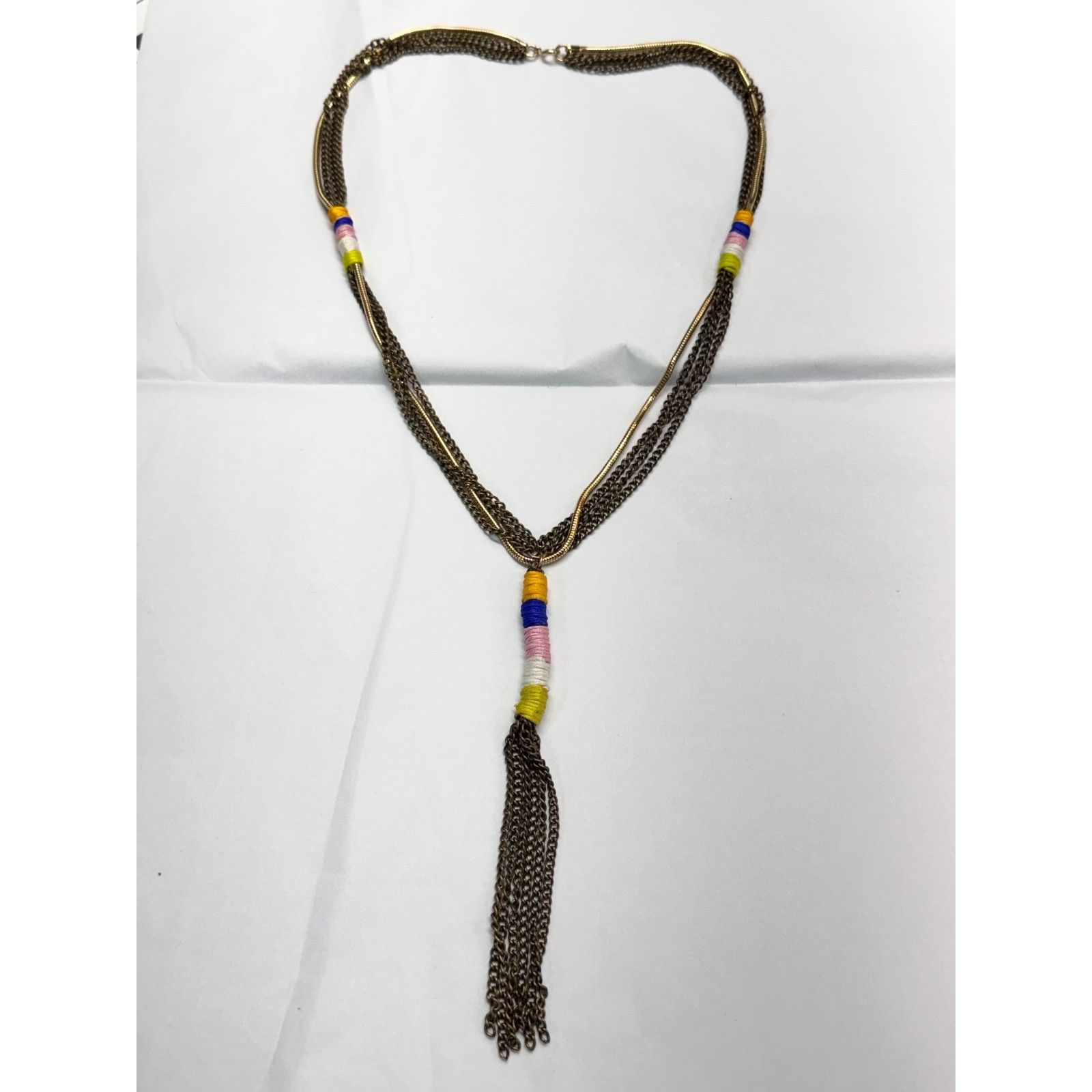 Vintage Vintage multi chain silk wrap tassel necklace Size ONE SIZE - 4 Thumbnail
