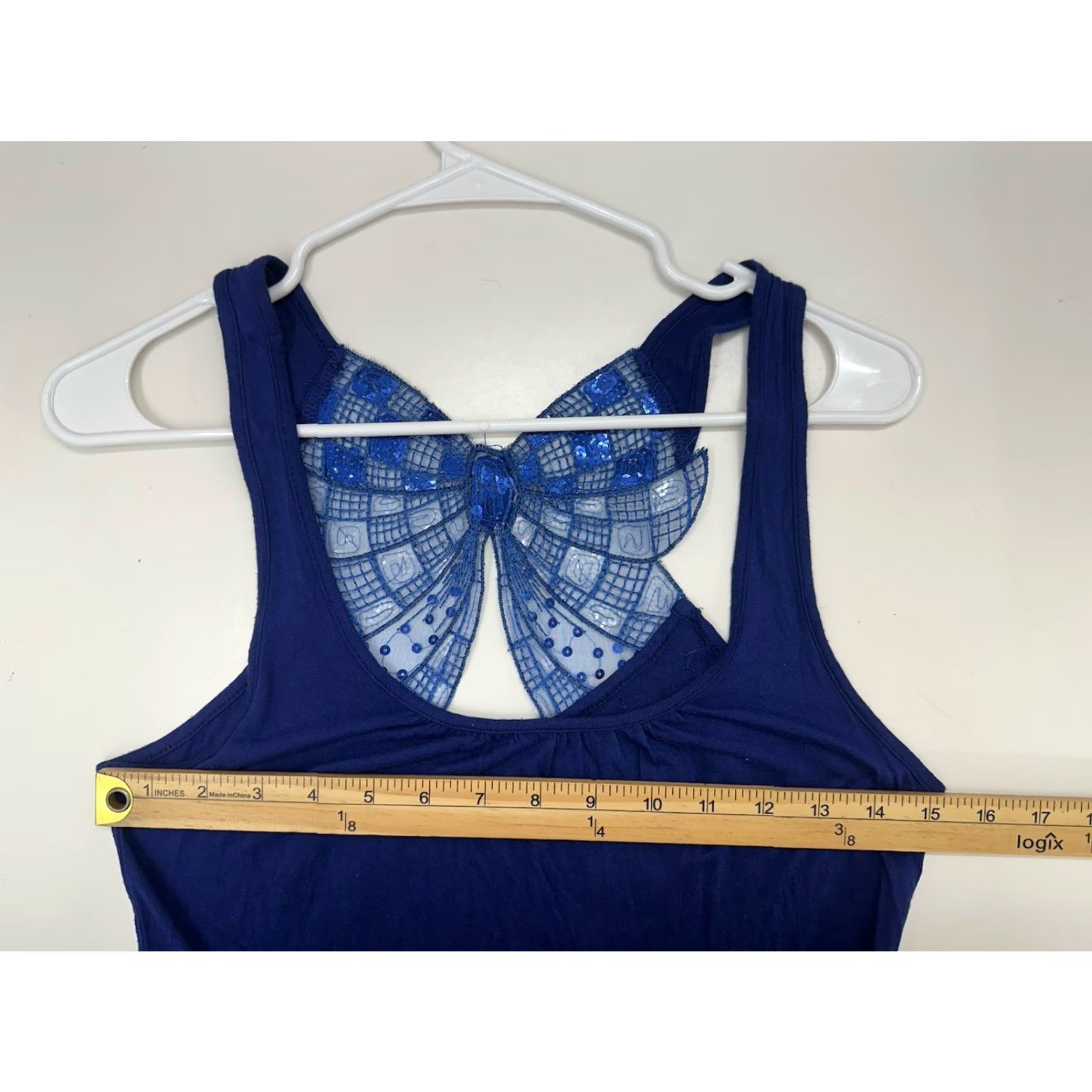 Vintage Kirra Tank Top Womens Medium Blue Sequin Bow Racerback Casual Summer USA Made Velcro Scoop Neck Sleeveless Adjustable Strap Racerback Size M / US 6-8 / IT 42-44 - 6 Thumbnail