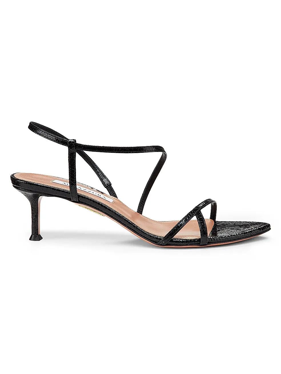 Aquazzura os11x1225 Tease 50MM Leather Kitten Heel Sandals in Black Size US 11 / IT 41 - 1 Thumbnail