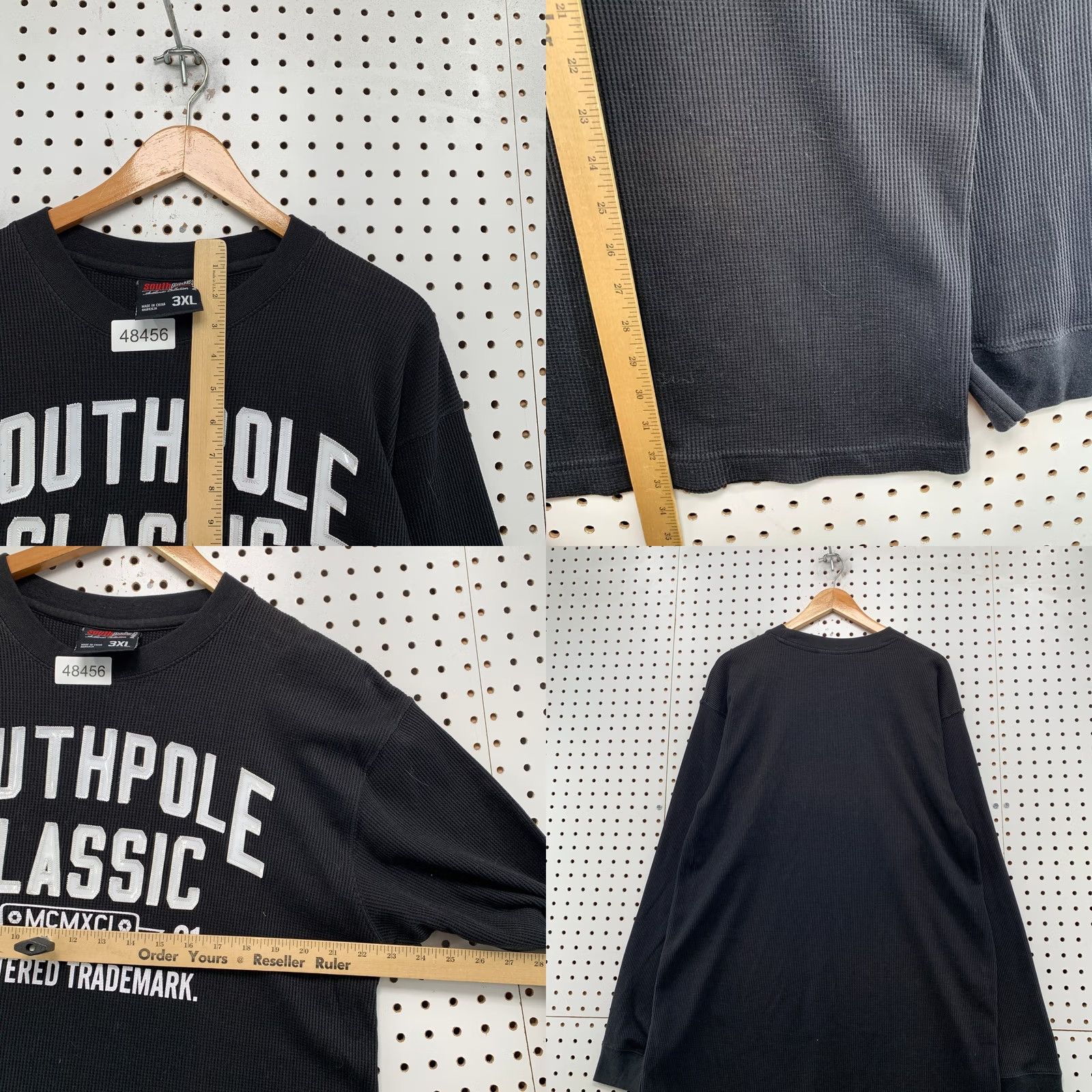 Southpole VINTAGE Southpole T Shirt Mens 3XL Black 90s Thermal Long Sleeve Graphic Print Crew Neck MCMXCI Logo Relaxed Fit Size US XXL / EU 58 / 5 - 8 Thumbnail
