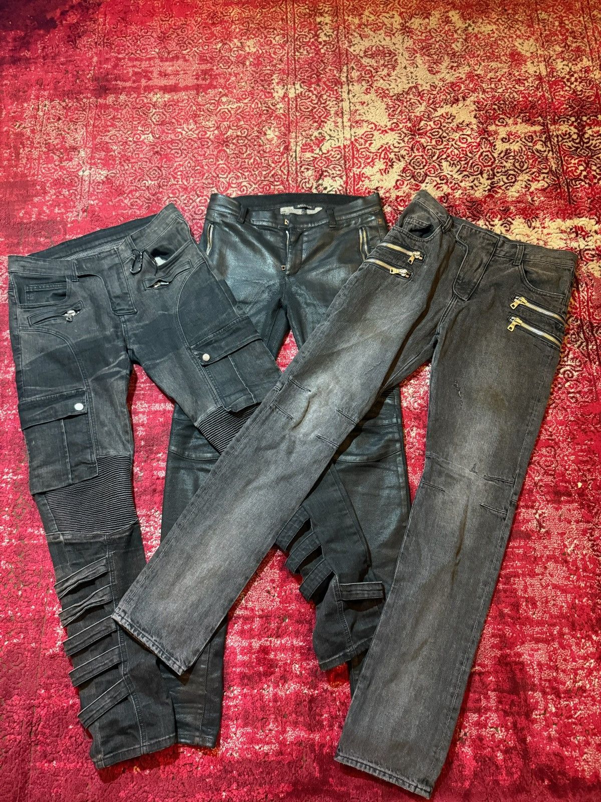 Balmain Waxed Balmian Biker jeans Size US 29 - 1 Thumbnail