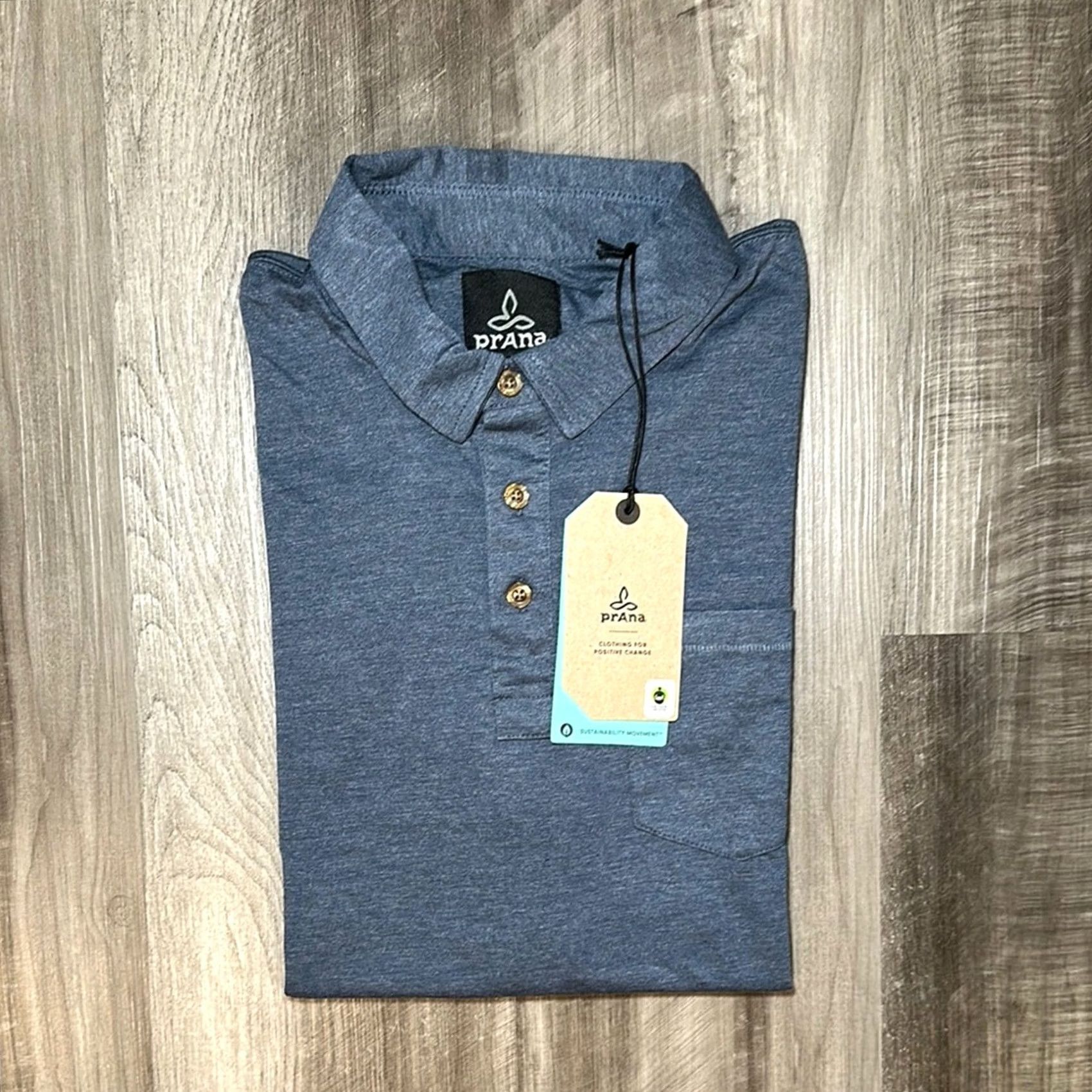 Prana Prana Jersey Pocket Polo Shirt - Small Men Blue Denim Heather NWT Size US S / EU 44-46 / 1 - 2 Thumbnail
