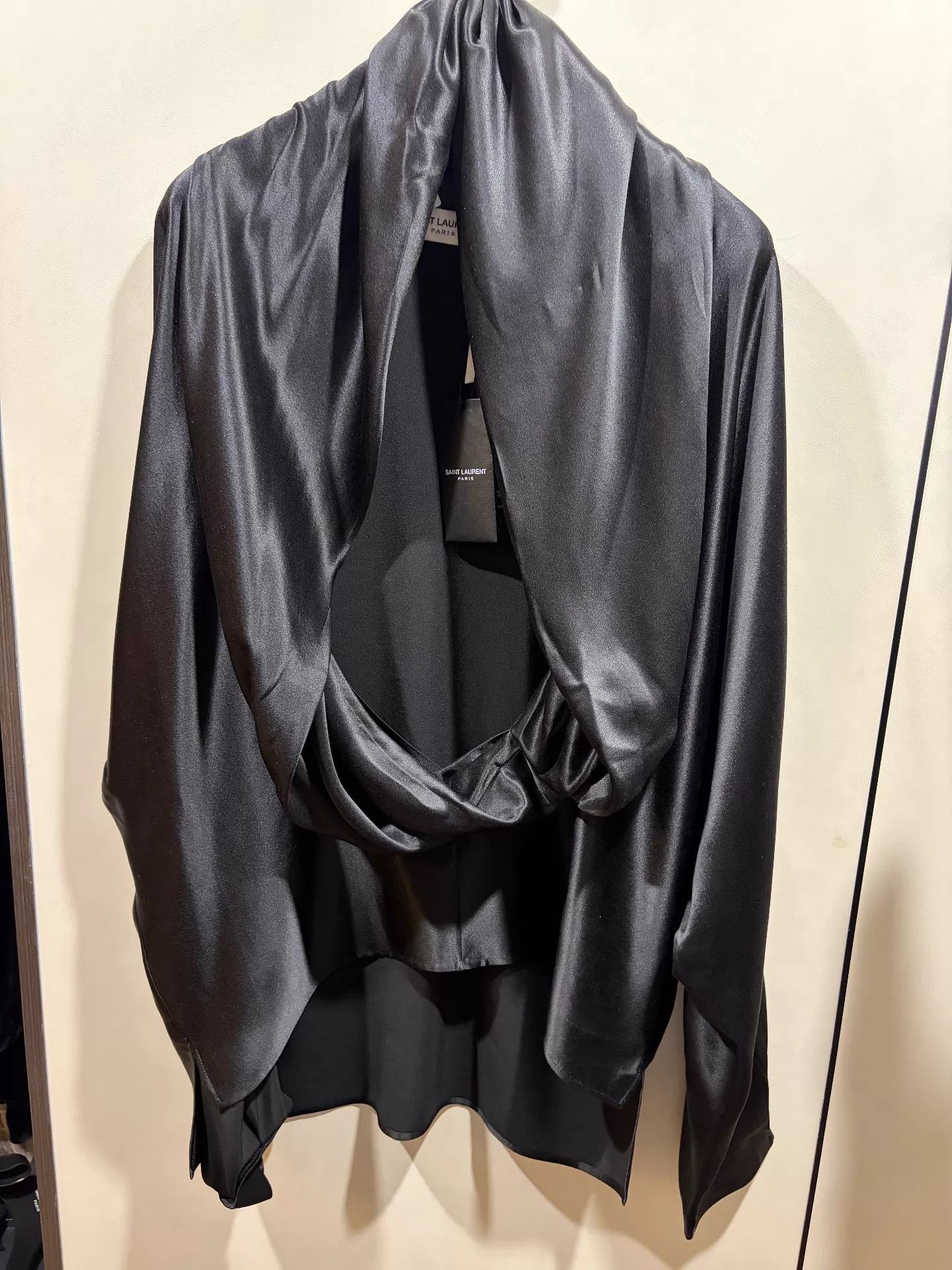 Saint Laurent Paris Saint Laurent FW23 Crepe Satin Drape Shirt XXL NWT Size US XXL / EU 58 / 5 - 3 Thumbnail