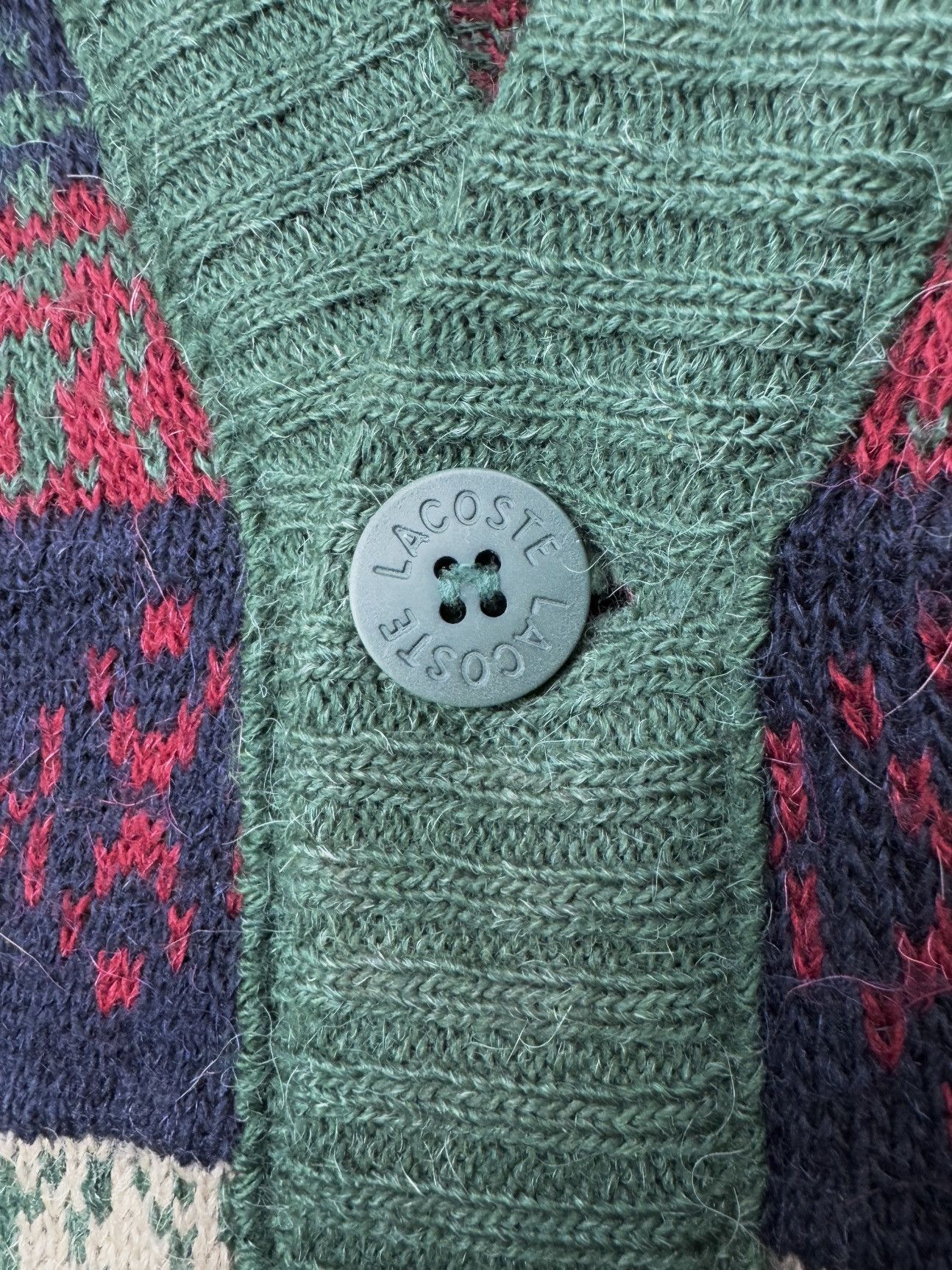 Lacoste Vintage CHEMISE LACOSTE FRANCE Fair Isle Knitted Cardigan 5 Size US L / EU 52-54 / 3 - 8 Thumbnail