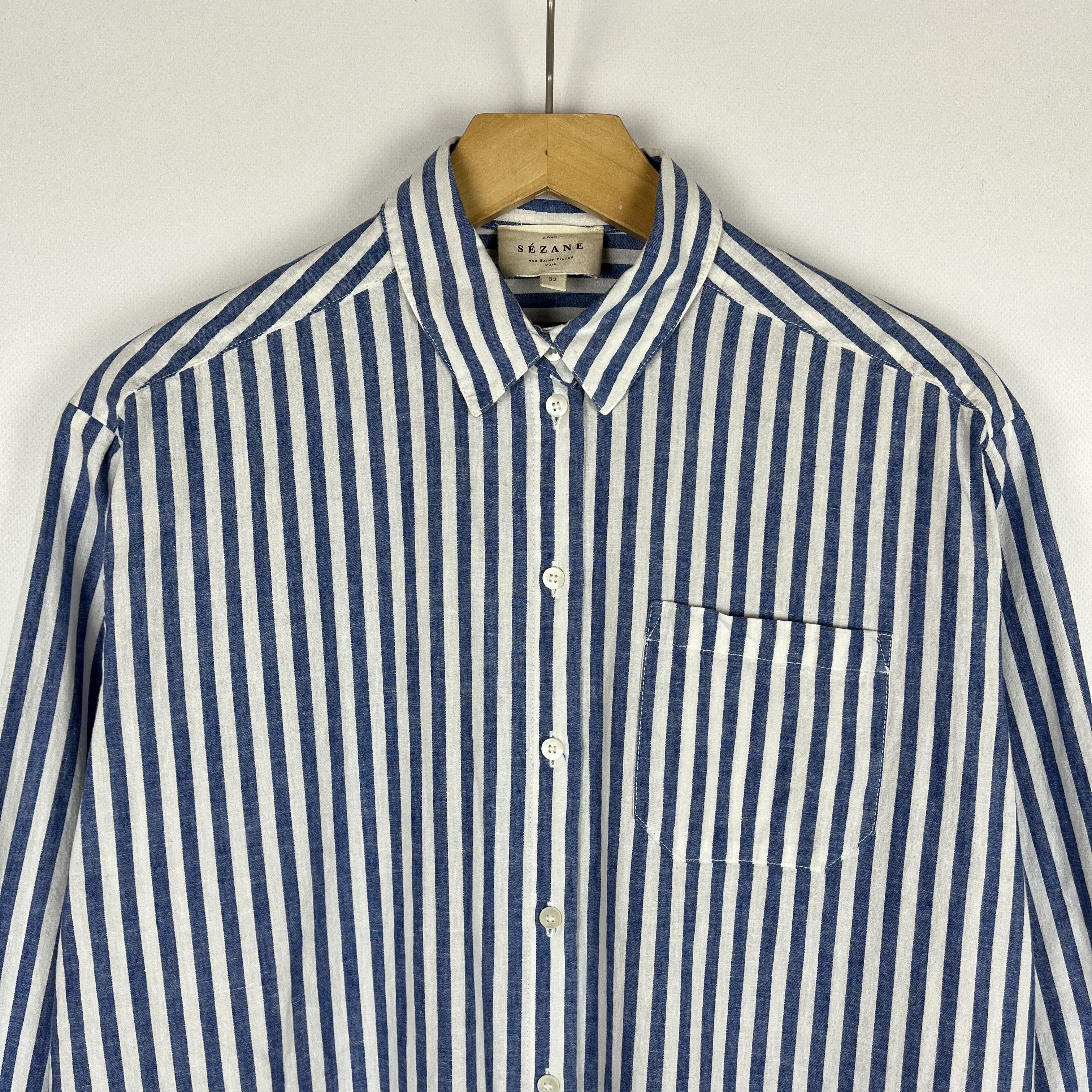 Sezane Ladies Sezane Button Up Stripped Blue Max Shirt Size XXS / US 00 / IT 34 - 6 Thumbnail