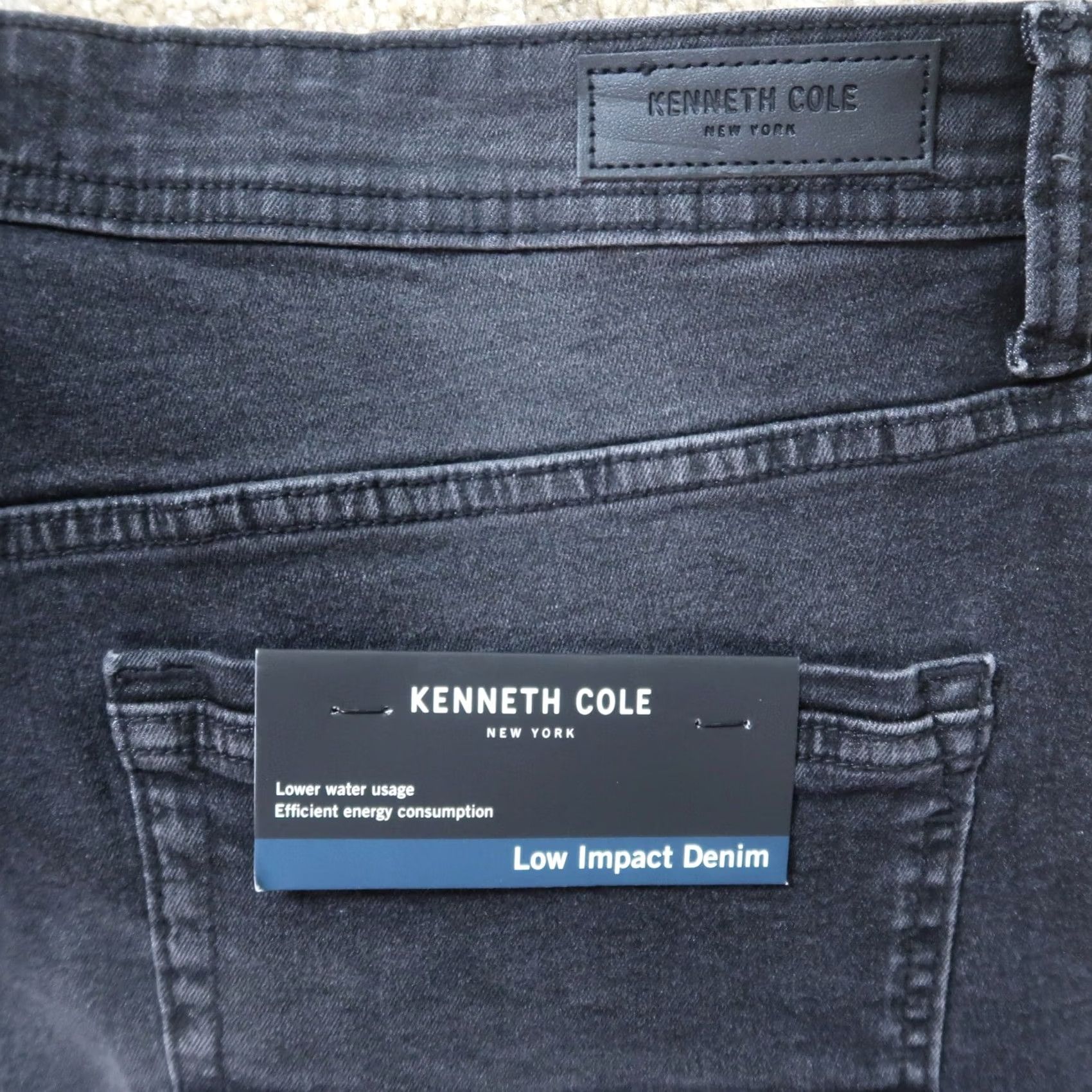 Kenneth Cole kenneth cole Slim Fit Jeans Men 36x32 Black Straight Leg Denim New with Tags Regular 5-Pocket Stretch Modern Preppy Clothing Mens Size US 36 / EU 52 - 6 Thumbnail