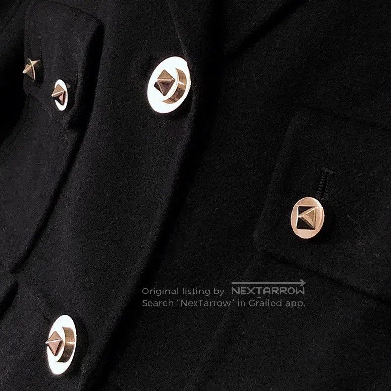 Valentino Valentino A black high-waisted wool coat with willow stud Size S / US 4 / IT 40 - 5 Thumbnail