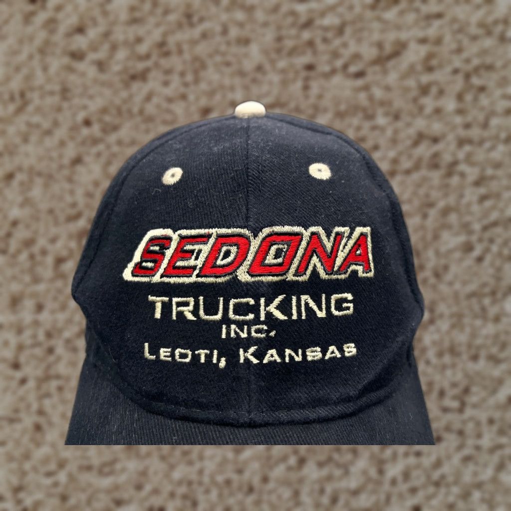 Vintage Otto Hat Cap Strap Back Adult One Size Black 100% Cotton Sedona Trucking Kansas Size ONE SIZE - 1 Thumbnail