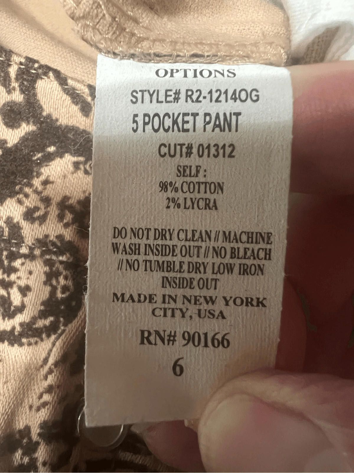 Designer Options Garfield & Marks Printed Beige/Brown Pants Sz 6 NWT Size 28" / US 6 / IT 42 - 5 Thumbnail