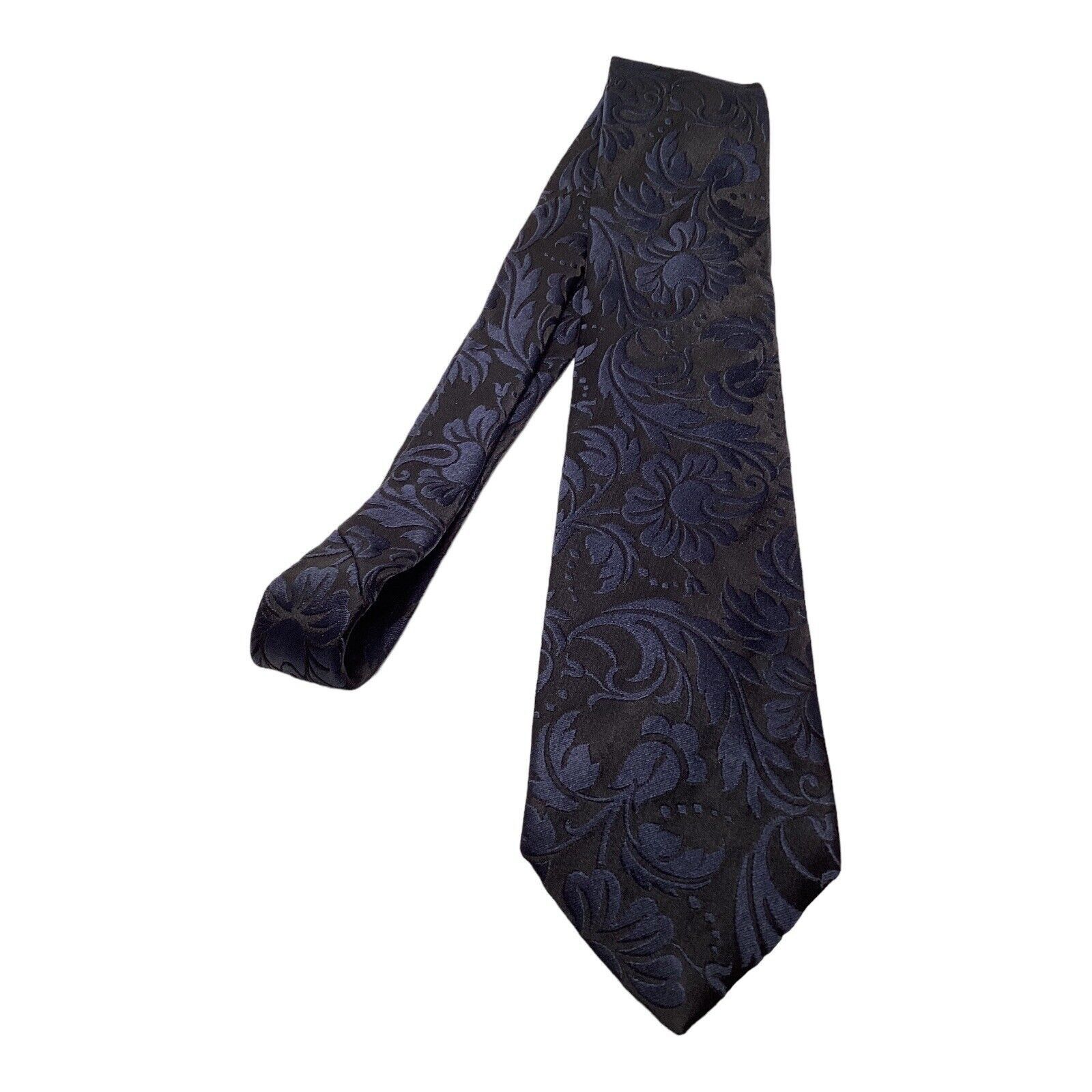 Duchamp DUCHAMP Black Navy Flower Print Luxury Silk Tie Made In Engl Size ONE SIZE - 4 Thumbnail