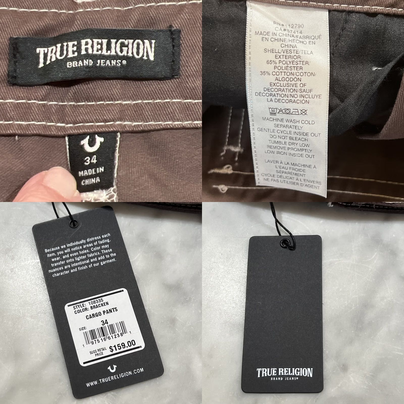 True Religion True Religion Cargo Pants Men's Bracken Brown Size 34 Workwear Style 108335 NWT Size US 34 / EU 50 - 10 Thumbnail