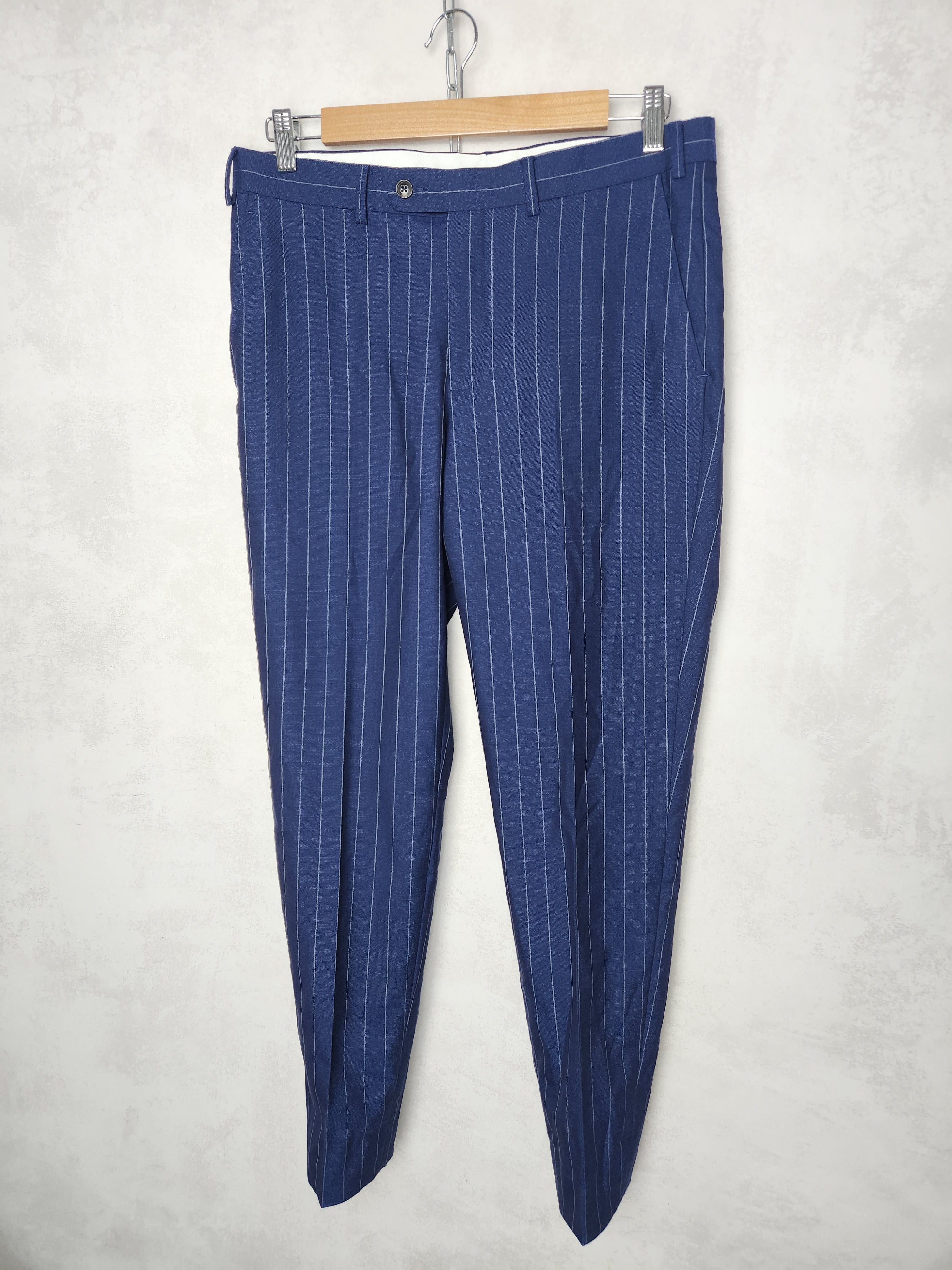 Suitsupply Suitsupply Lazio Single Breasted stripes blue suit slim Size 46R - 11 Thumbnail