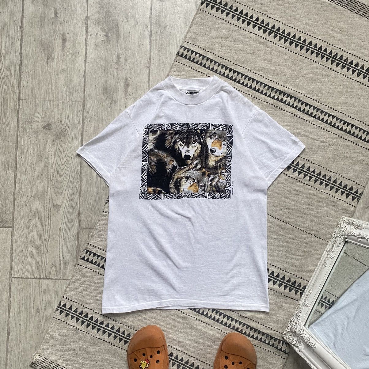 Vintage 🐺 Vintage 90s Animal Wolf tee Wolves Oneita USA Size US S / EU 44-46 / 1 - 1 Thumbnail