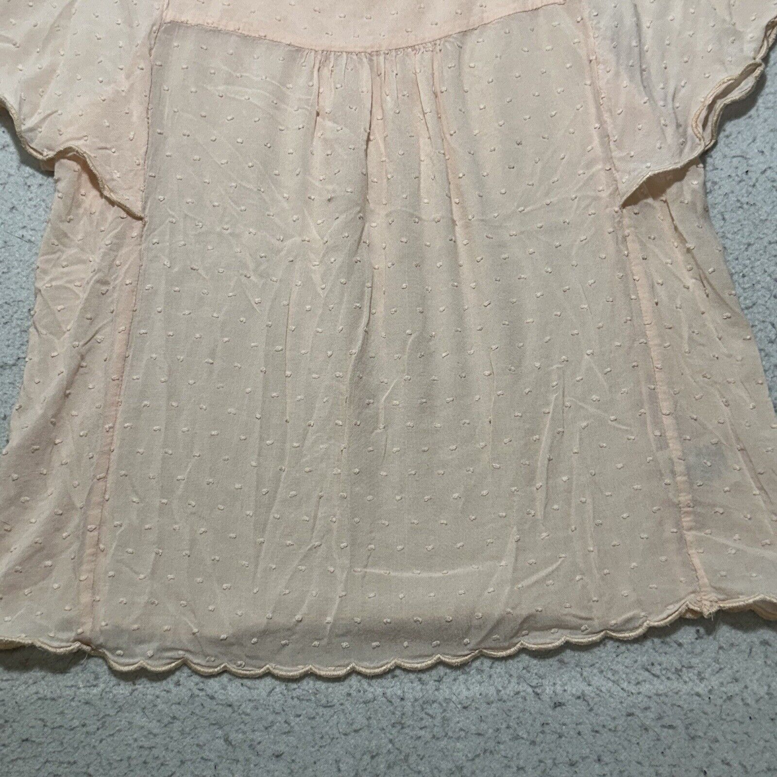 Other Anthropologie Maeve 2 Flutter Sleeve Pink Swiss Dot Scallop Size XS / US 0-2 / IT 36-38 - 7 Thumbnail