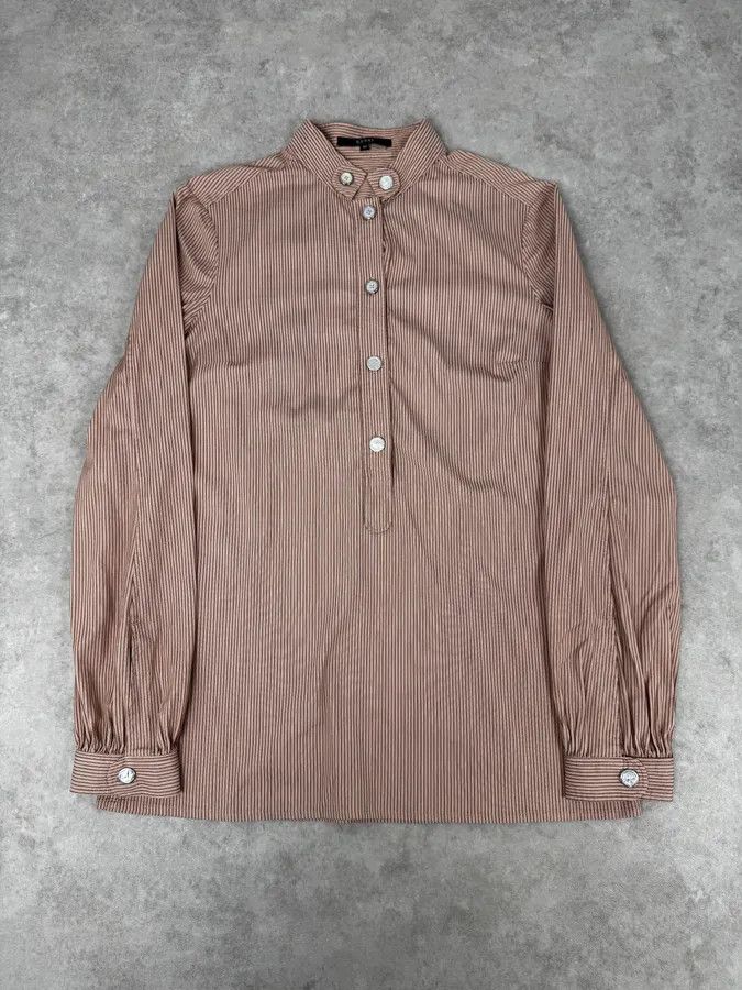 Gucci SS2007 Gucci Apricot Officer Collar Striped Shirt by Frida Giannini Size US M / EU 48-50 / 2 - 1 Thumbnail