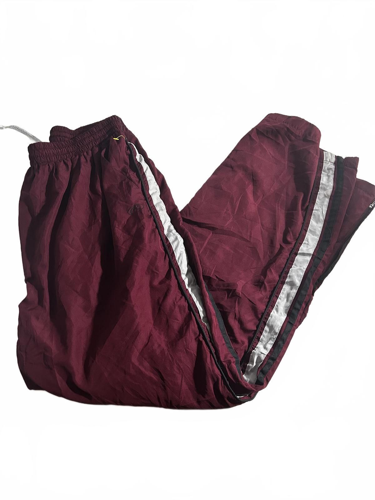 Designer Rawlings Burgundy Track Pants with Silver Stripes Size US 32 / EU 48 - 1 Thumbnail