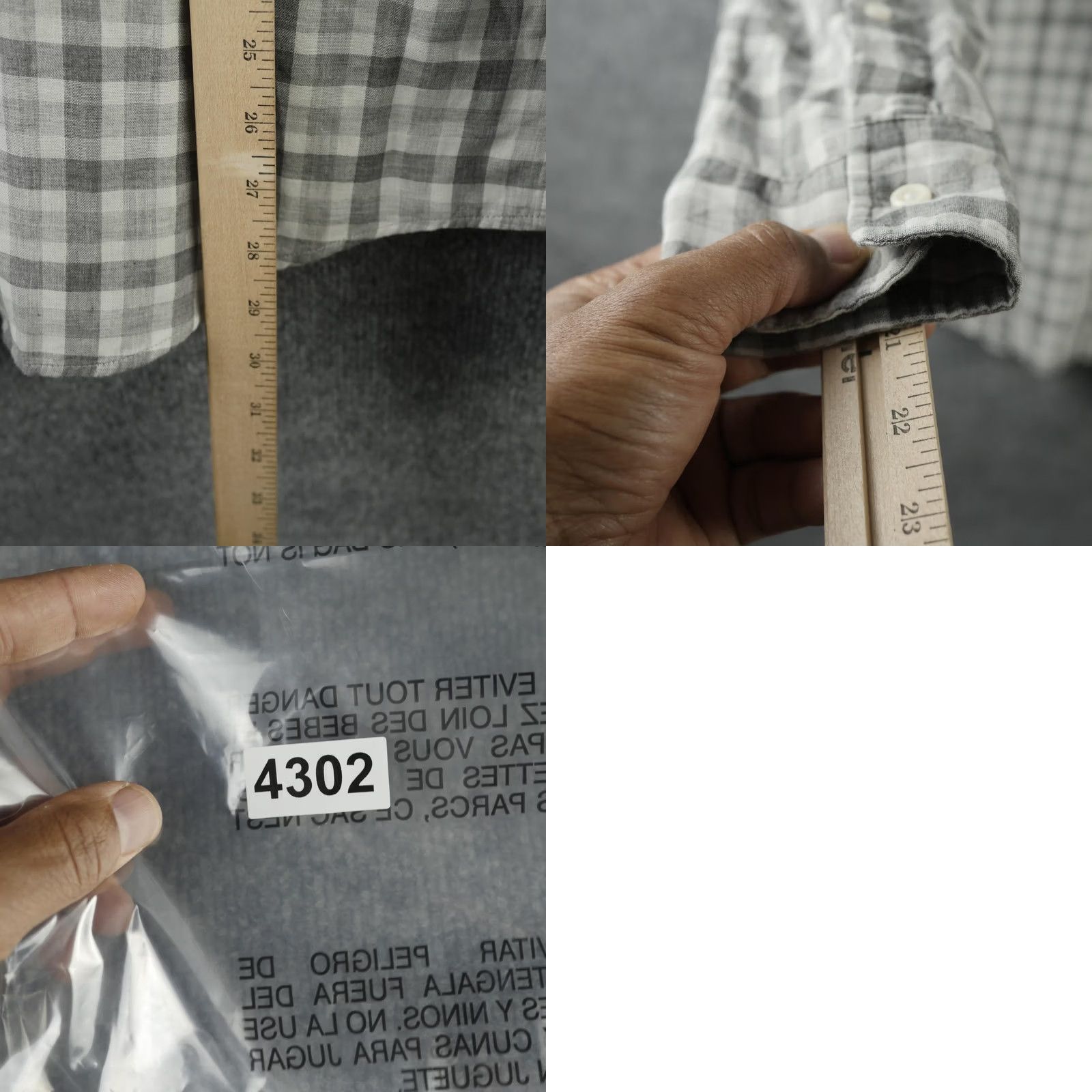 johnnie-O johnnie-O Shirt Mens XL Gray Check Button Up Long Sleeve Hangin Out Casual Size US XL / EU 56 / 4 - 8 Thumbnail