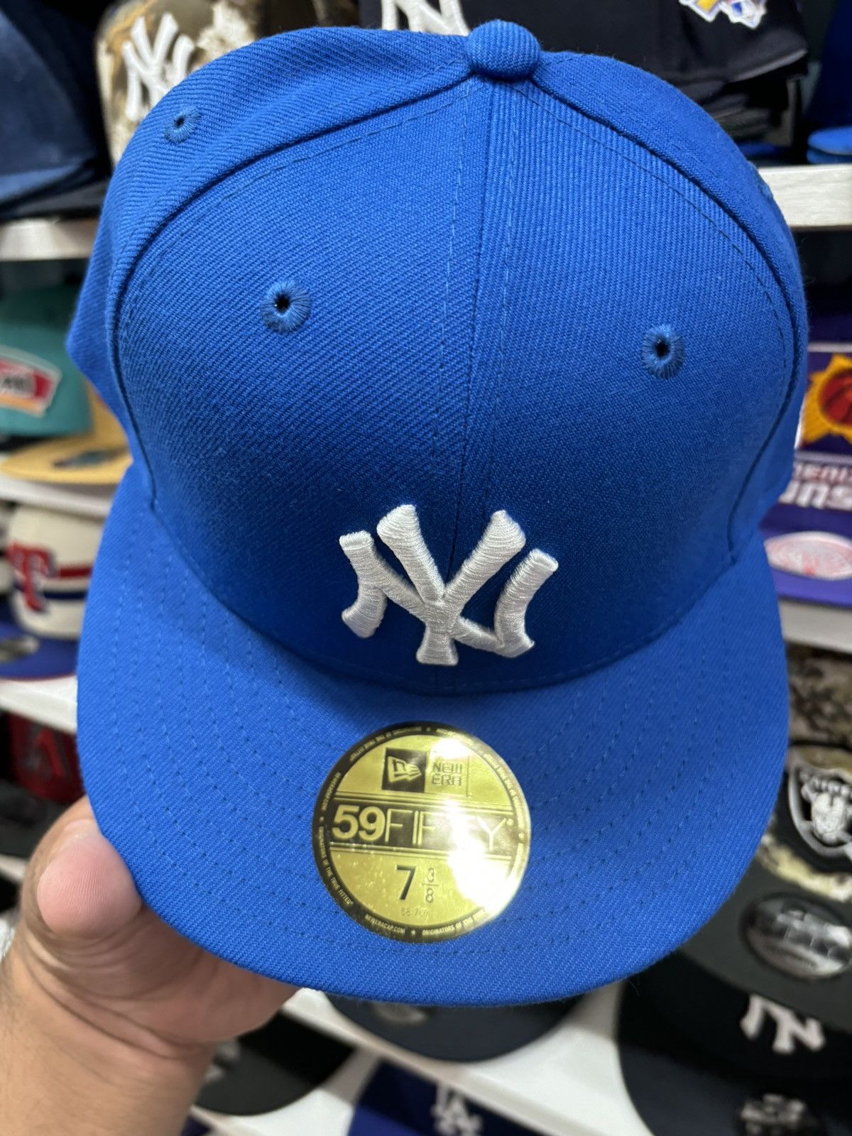 New Era Size 7 3/8 New York Yankees Blue 59Fifty Fitted Hat Size ONE SIZE - 2 Thumbnail