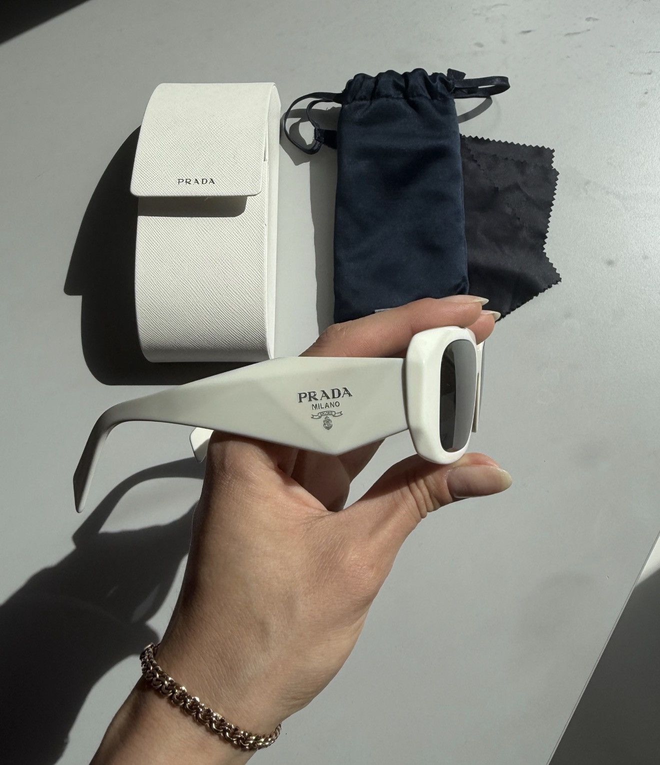 Prada PRADA Raf Simons 2024 Runway Symbole White Sunglasses SPR17W Size ONE SIZE - 1 Thumbnail