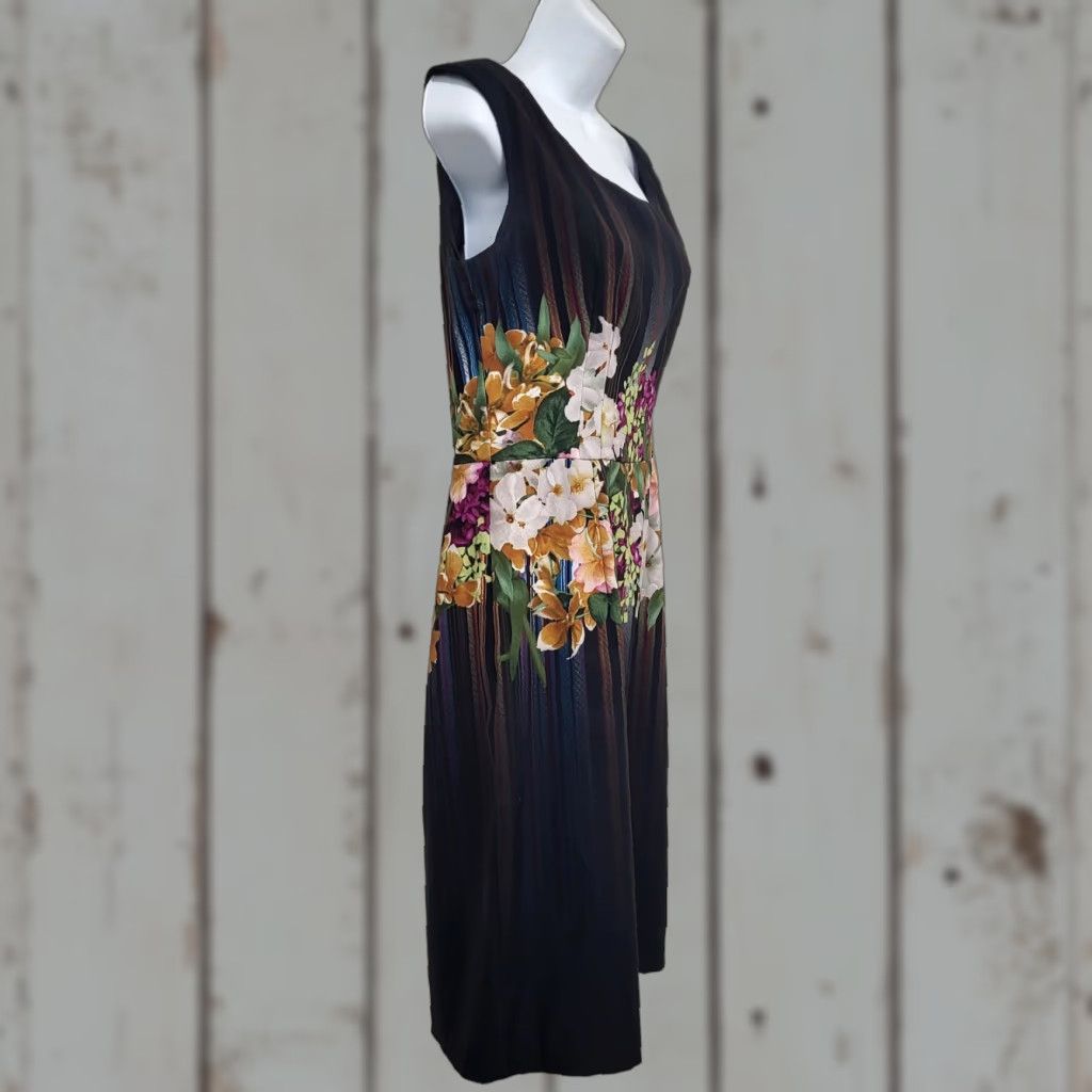 MAGGY LONDON Maggie London Dress Womens 8 Sheath Knee Length Floral Multicolor Black Sleeveless Size M / US 6-8 / IT 42-44 - 1 Thumbnail
